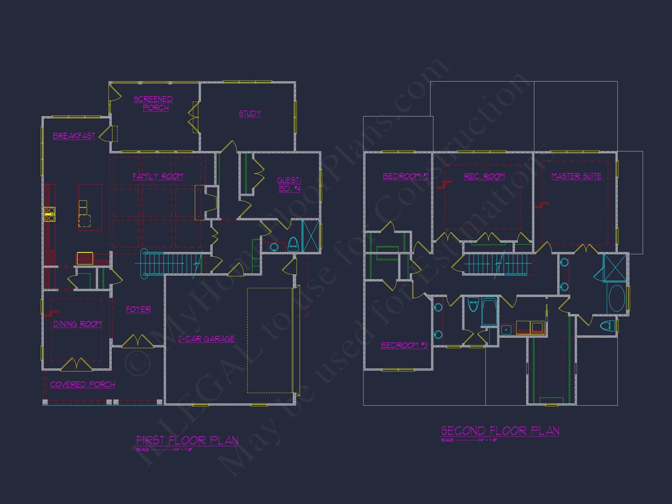 Elegant house Plan with 2 Floors, CAD Blueprint & Design Details