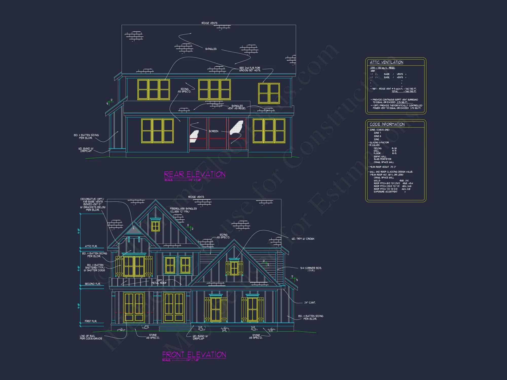 Elegant house Plan with 2 Floors, CAD Blueprint & Design Details