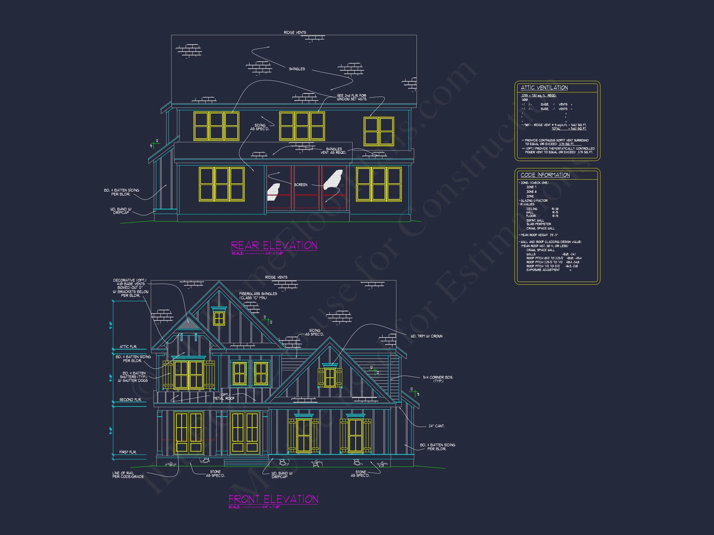 Elegant house Plan with 2 Floors, CAD Blueprint & Design Details
