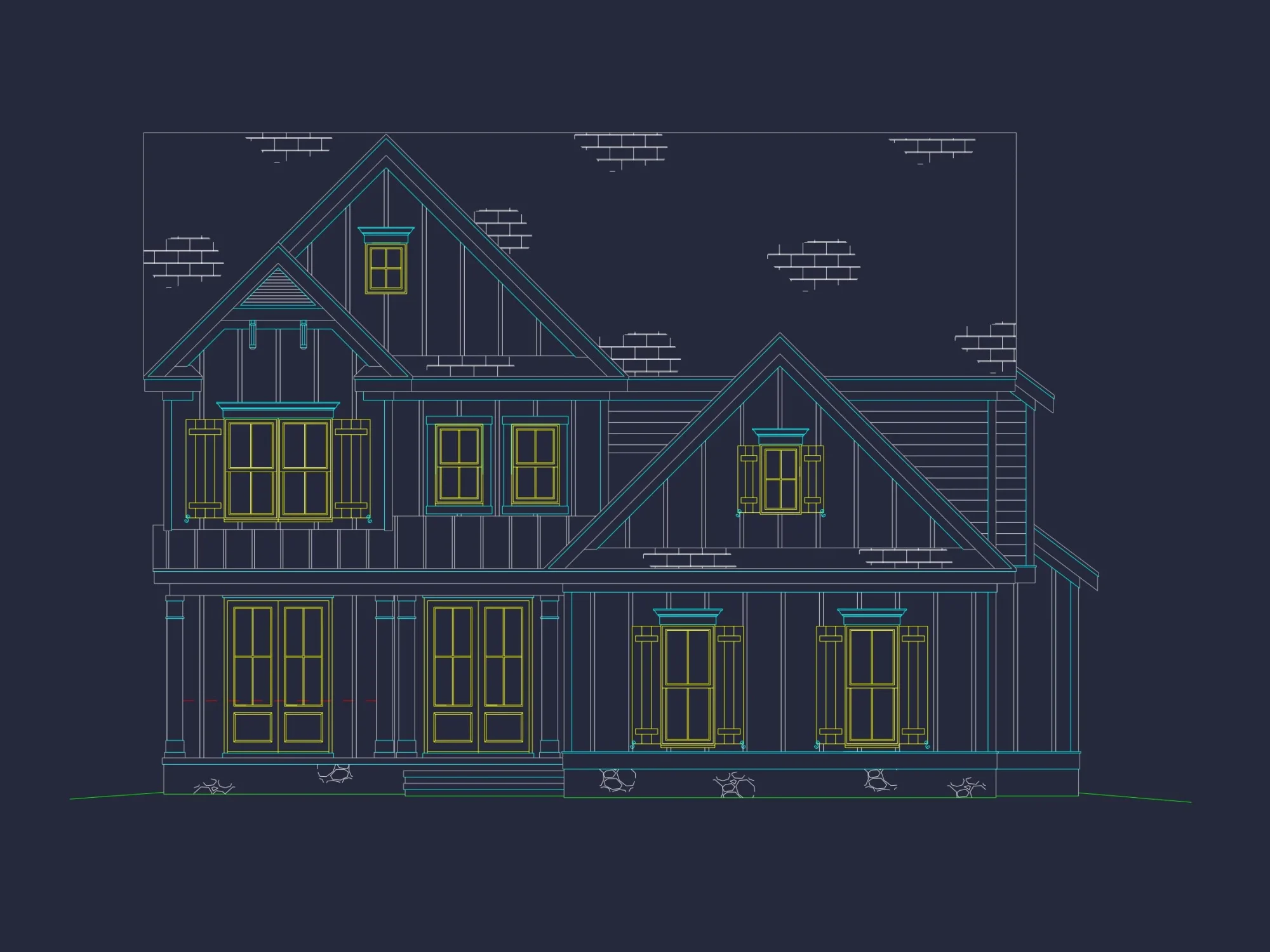 Elegant house Plan with 2 Floors, CAD Blueprint & Design Details