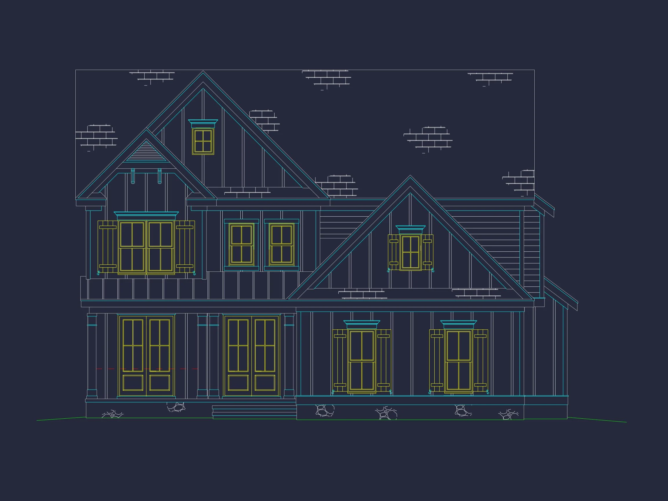 Elegant house Plan with 2 Floors, CAD Blueprint & Design Details