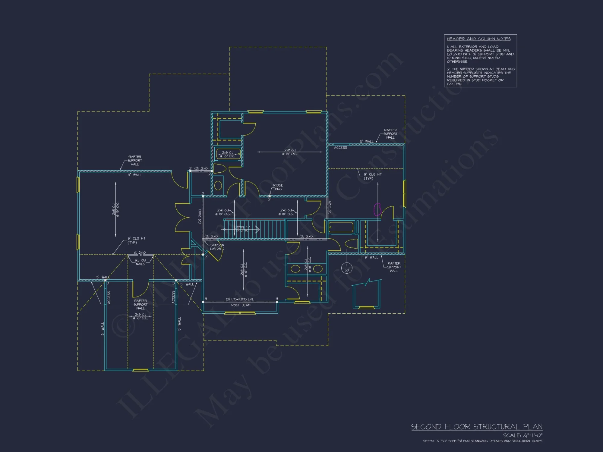 Traditional house Plan with 4 Bedrooms and 2 Floors - CAD Designs