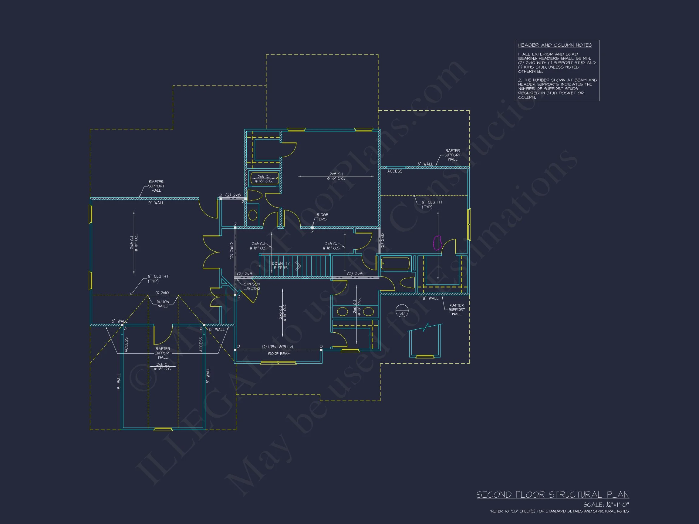 Traditional house Plan with 4 Bedrooms and 2 Floors - CAD Designs