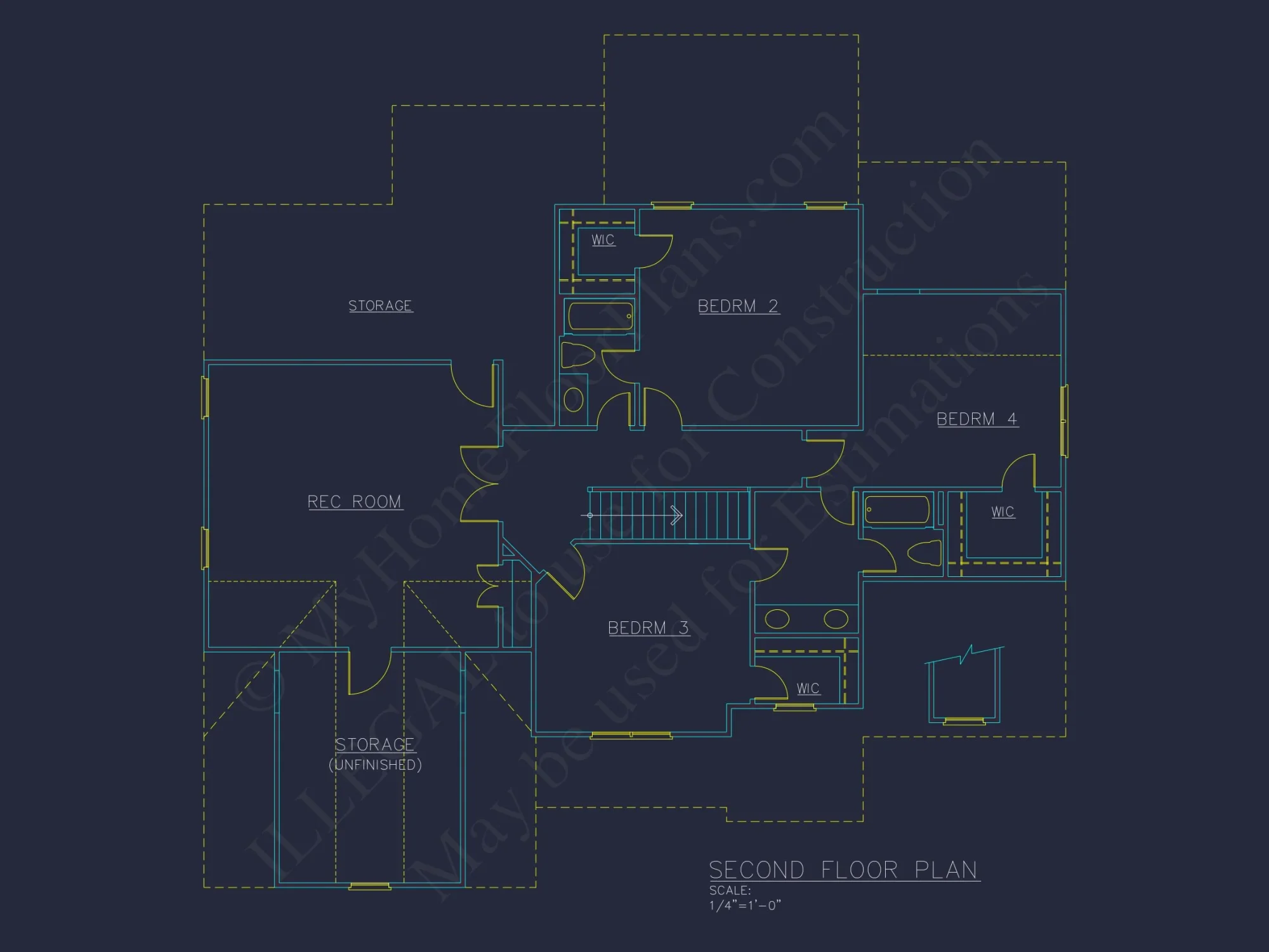 Traditional house Plan with 4 Bedrooms and 2 Floors - CAD Designs