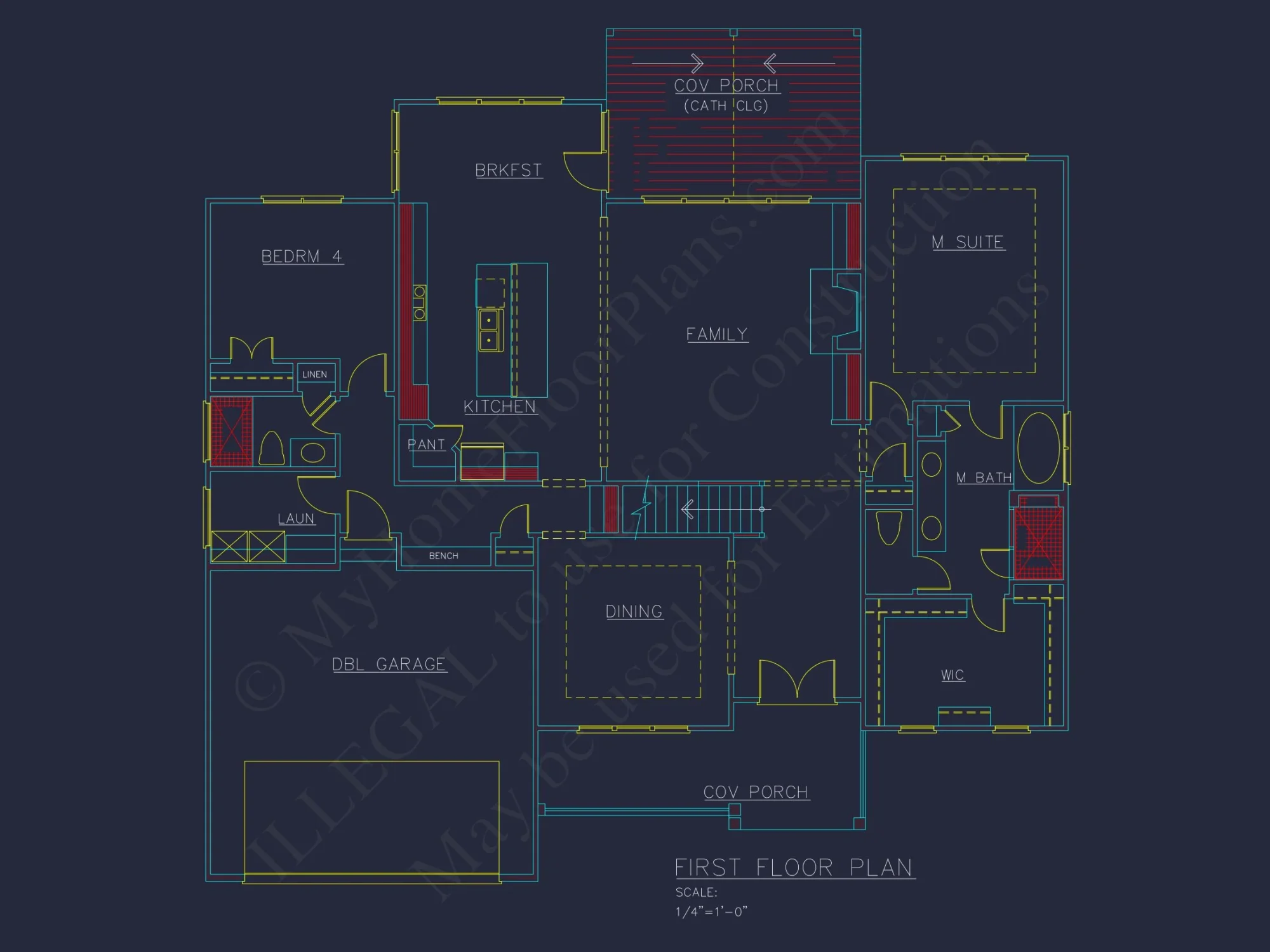 Traditional house Plan with 4 Bedrooms and 2 Floors - CAD Designs