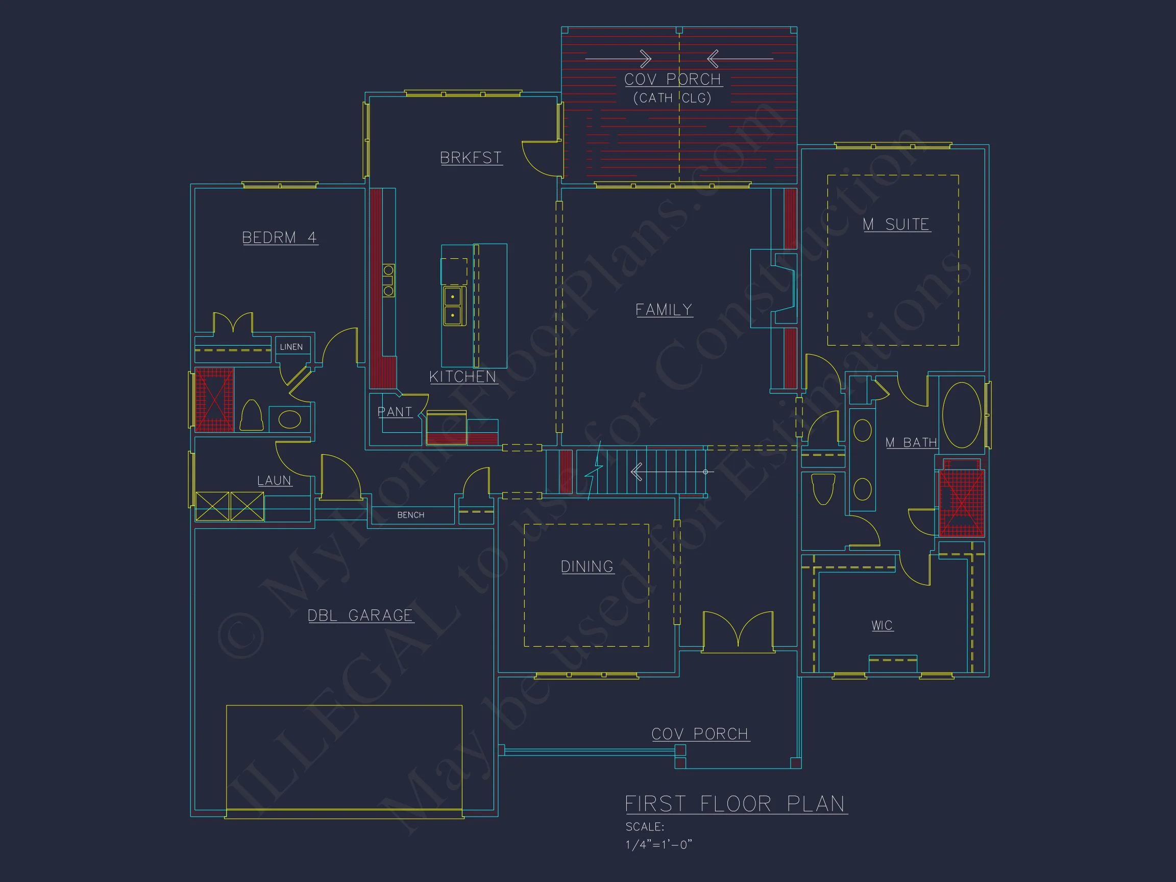 Traditional house Plan with 4 Bedrooms and 2 Floors - CAD Designs