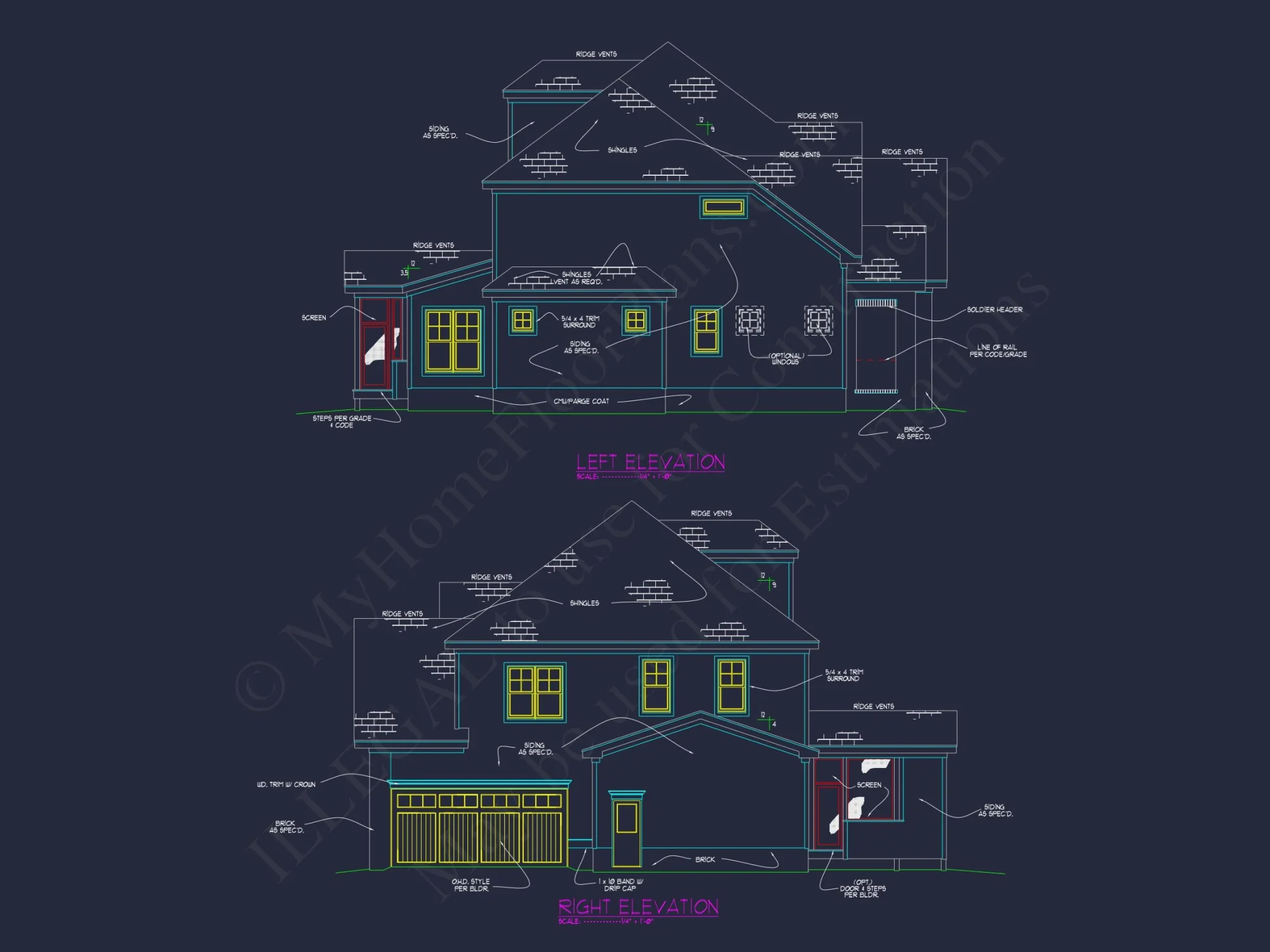 Graceful 2-Story house Plan with Architectural CAD Blueprint Designs
