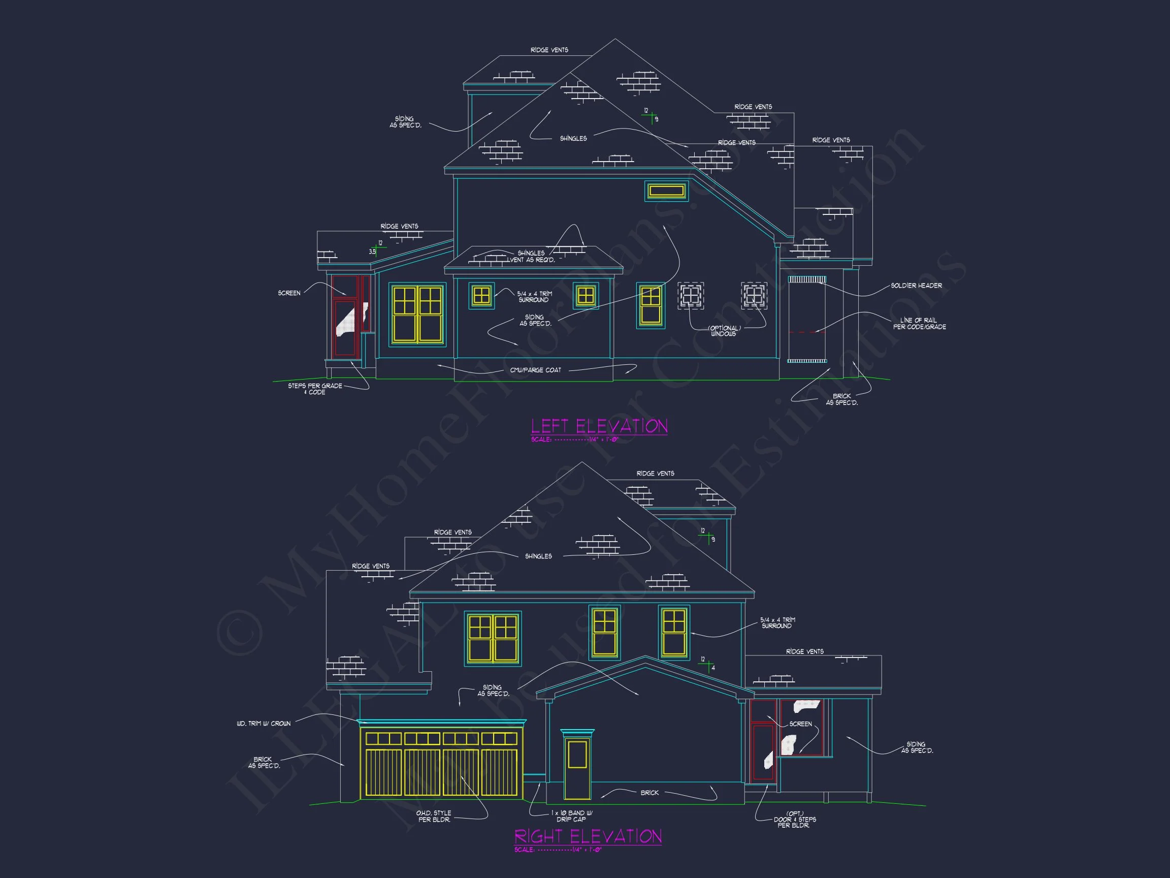 Graceful 2-Story house Plan with Architectural CAD Blueprint Designs
