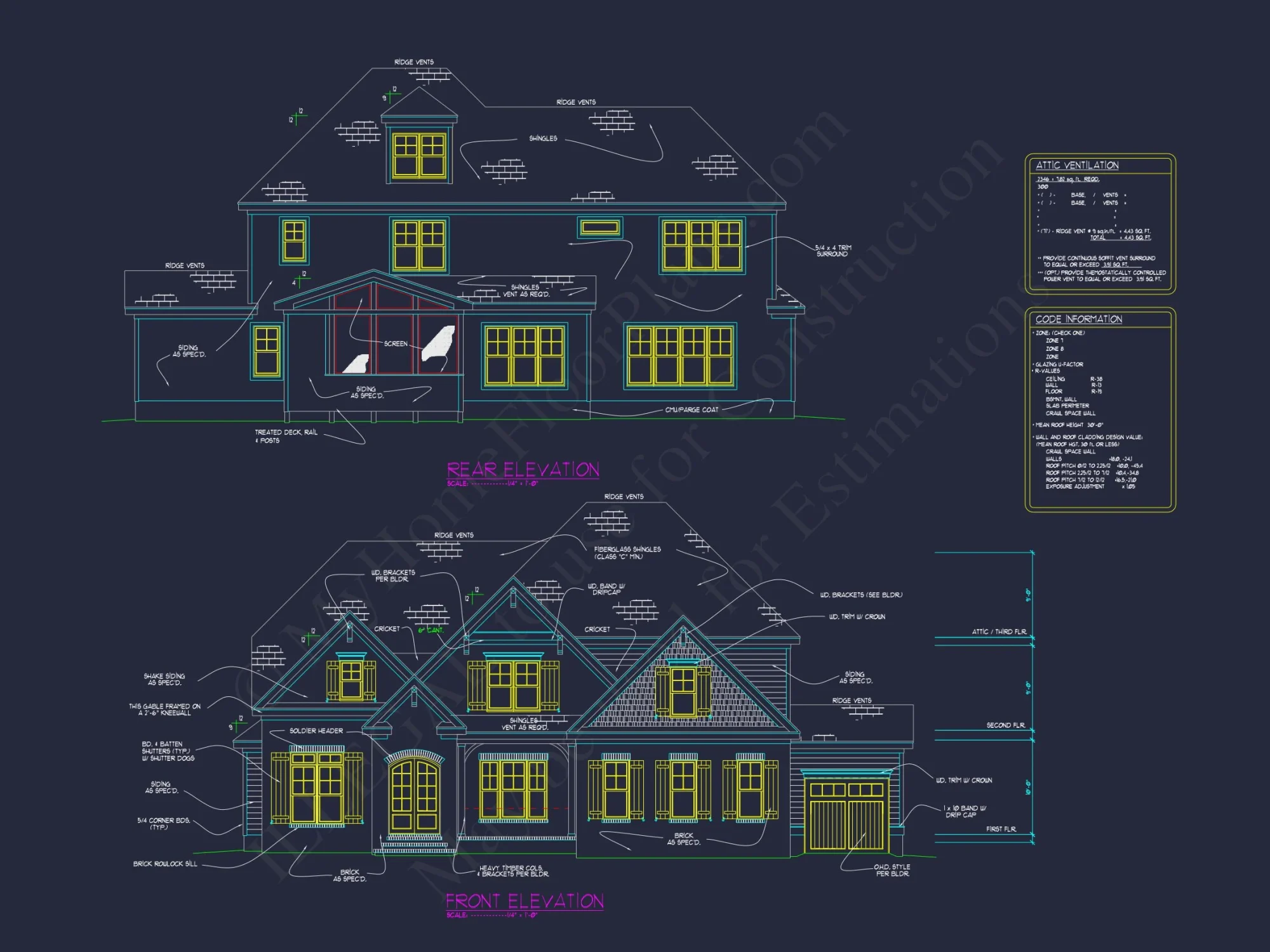 Graceful 2-Story house Plan with Architectural CAD Blueprint Designs