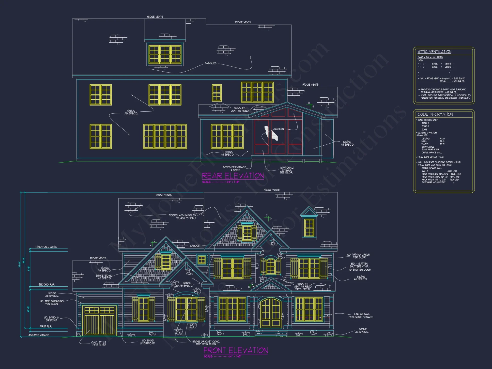 Charming 2.5 Story house Design with Spacious Floor Plan and CAD Blueprint