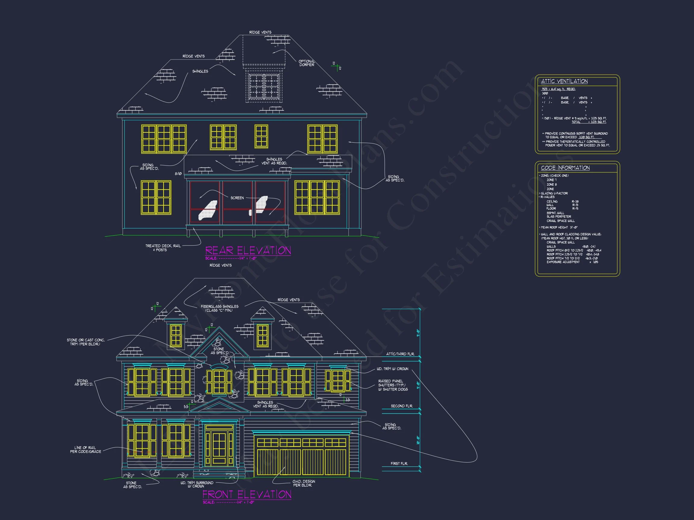 Elegant 2-Story house Plan with CAD Floor Designs & Blueprint