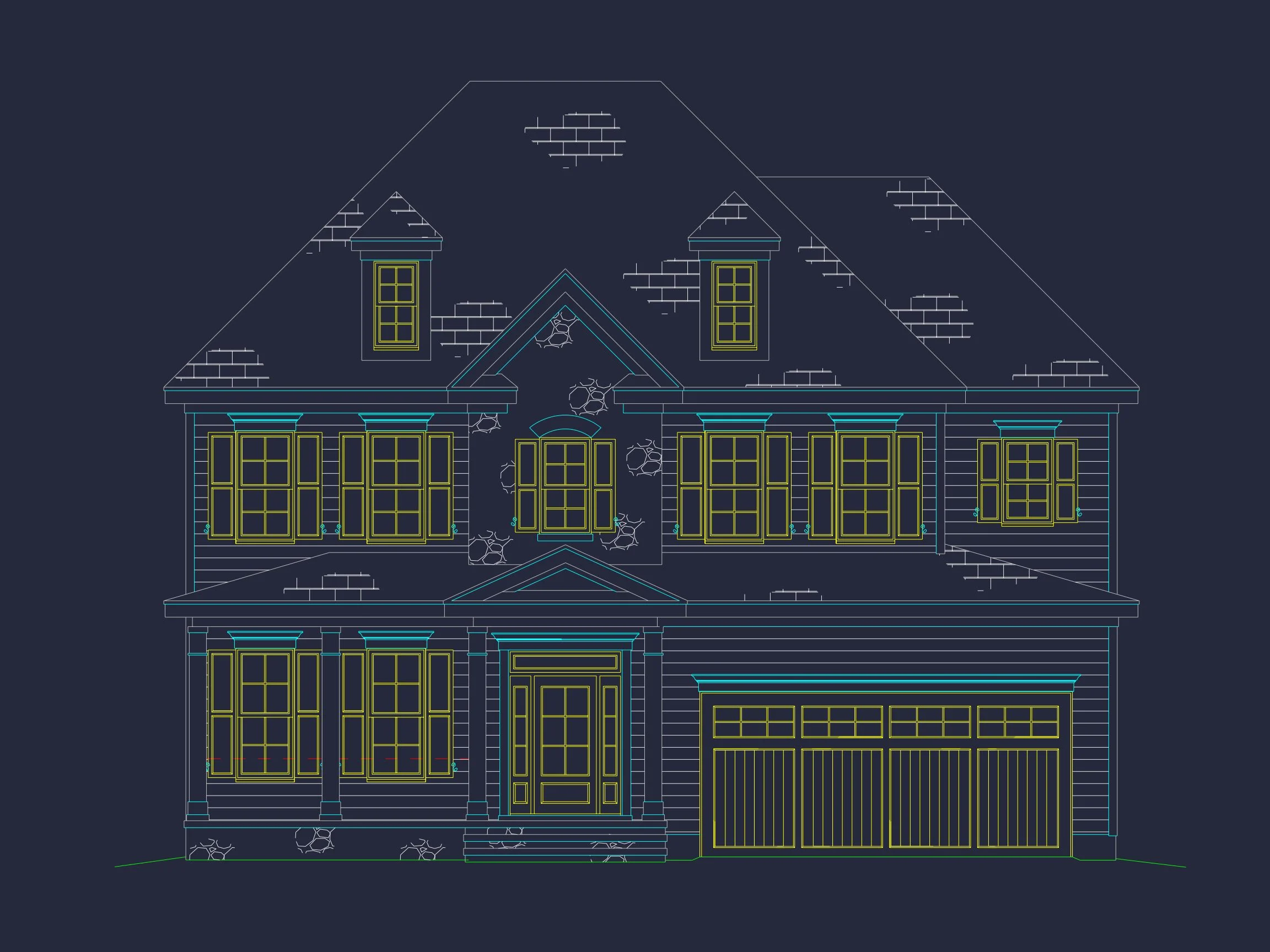 Elegant 2-Story house Plan with CAD Floor Designs & Blueprint