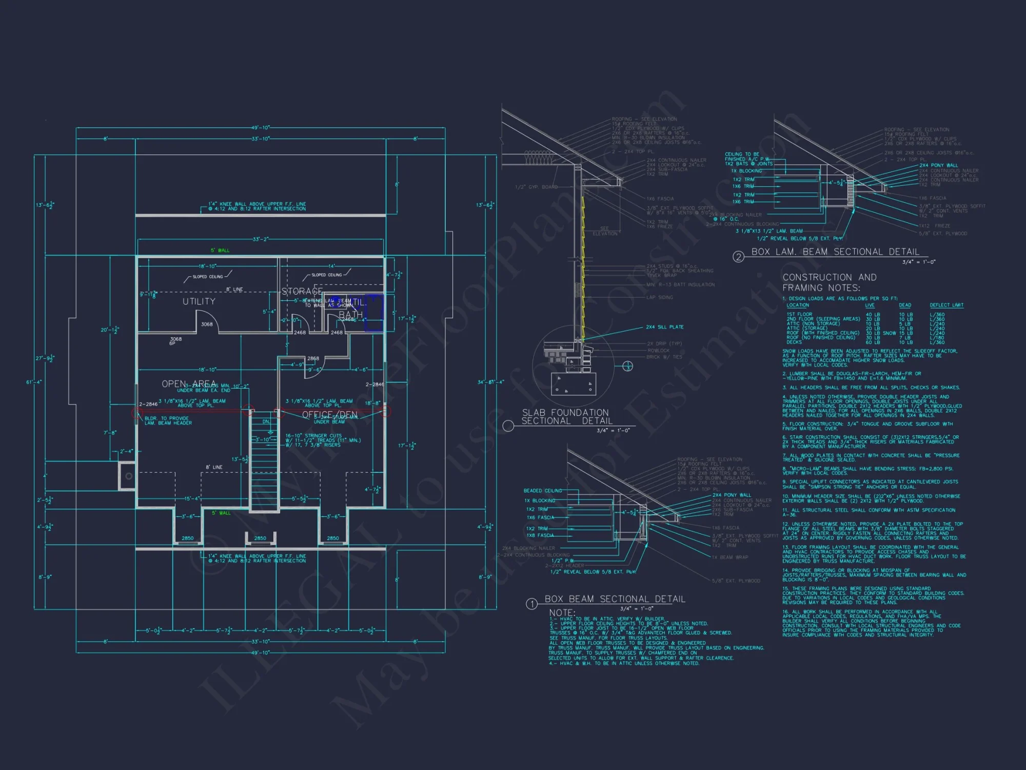 Elegant house Plan with 1.5 Floors, Full CAD Blueprint Designs