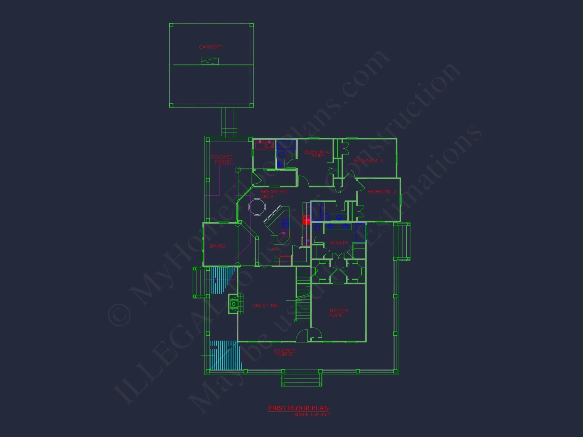 Elegant house Plan with 1.5 Floors, Full CAD Blueprint Designs