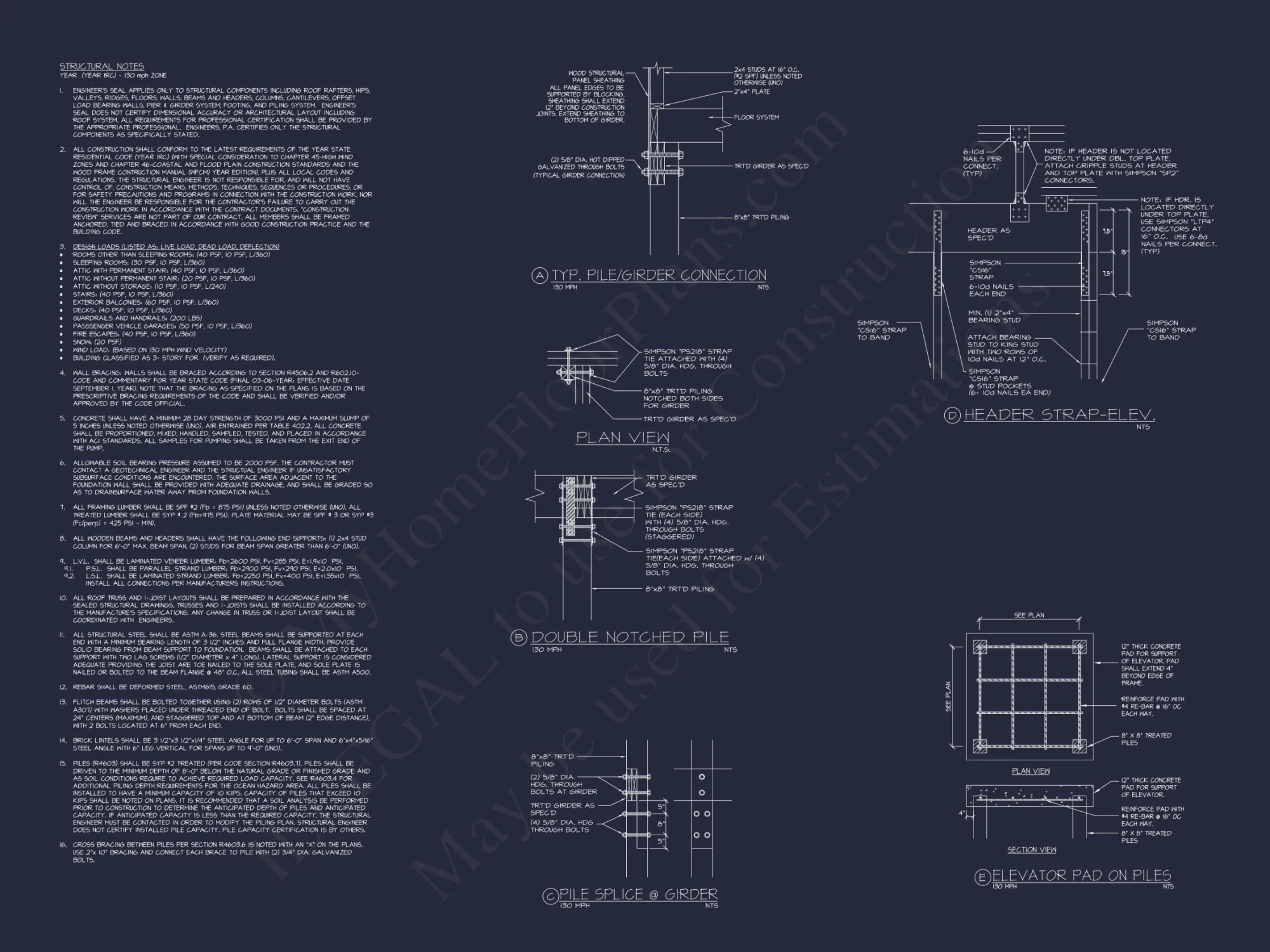 Coastal house Floor Plan: 4-Story Design with CAD Blueprint