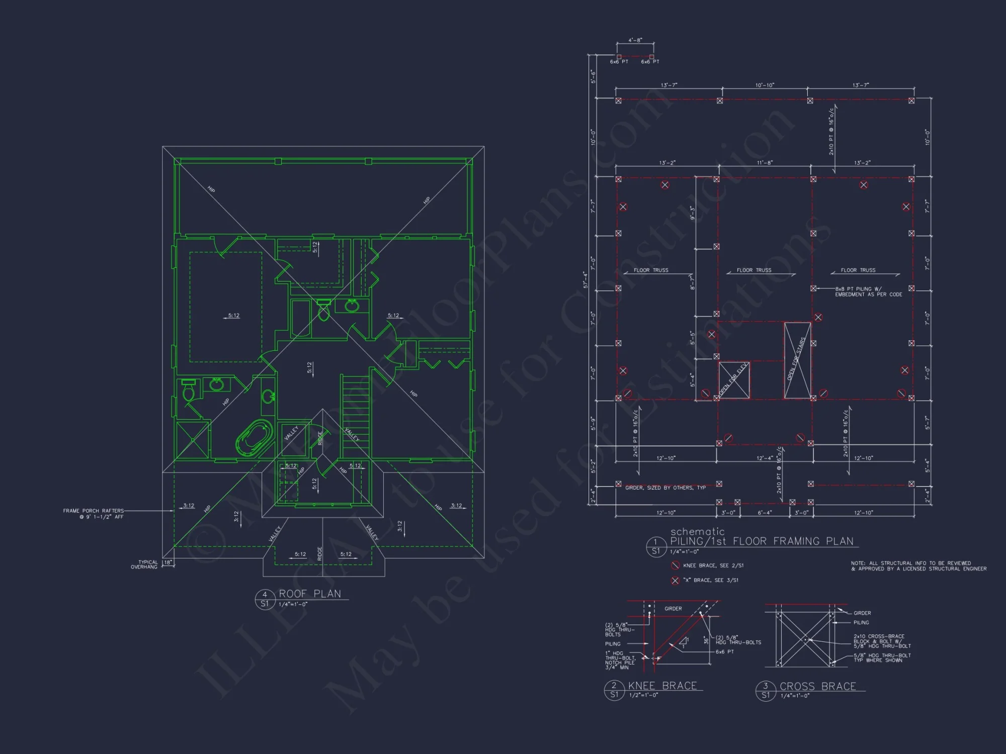 Coastal house Floor Plan: 4-Story Design with CAD Blueprint
