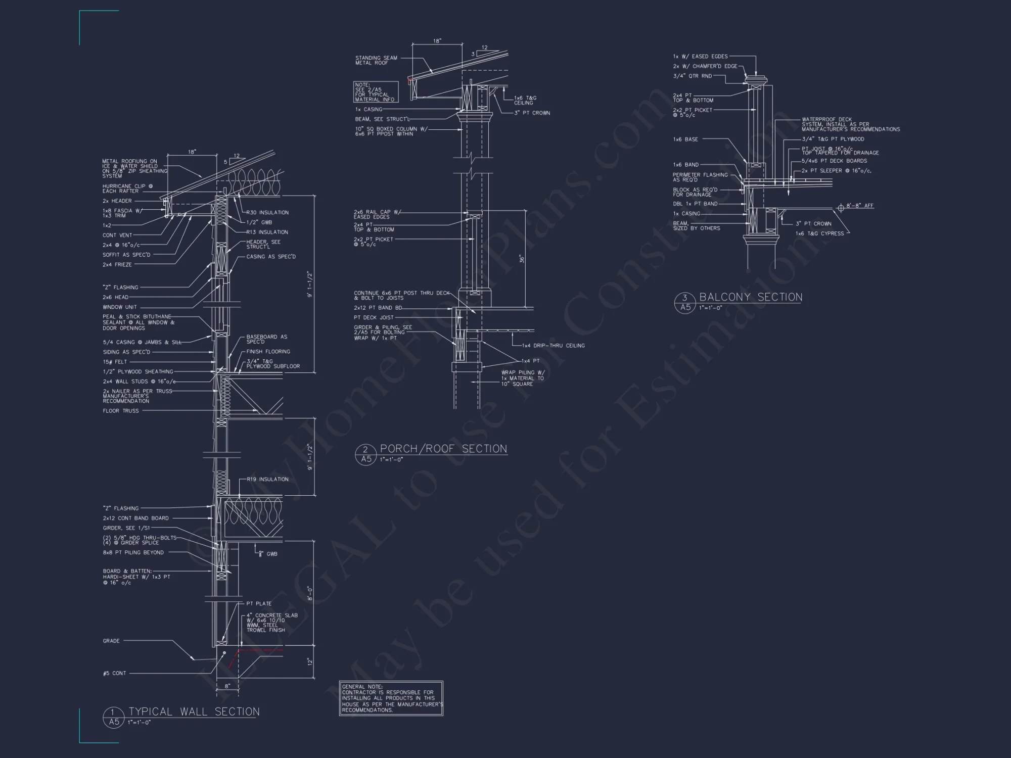 Coastal house Floor Plan: 4-Story Design with CAD Blueprint