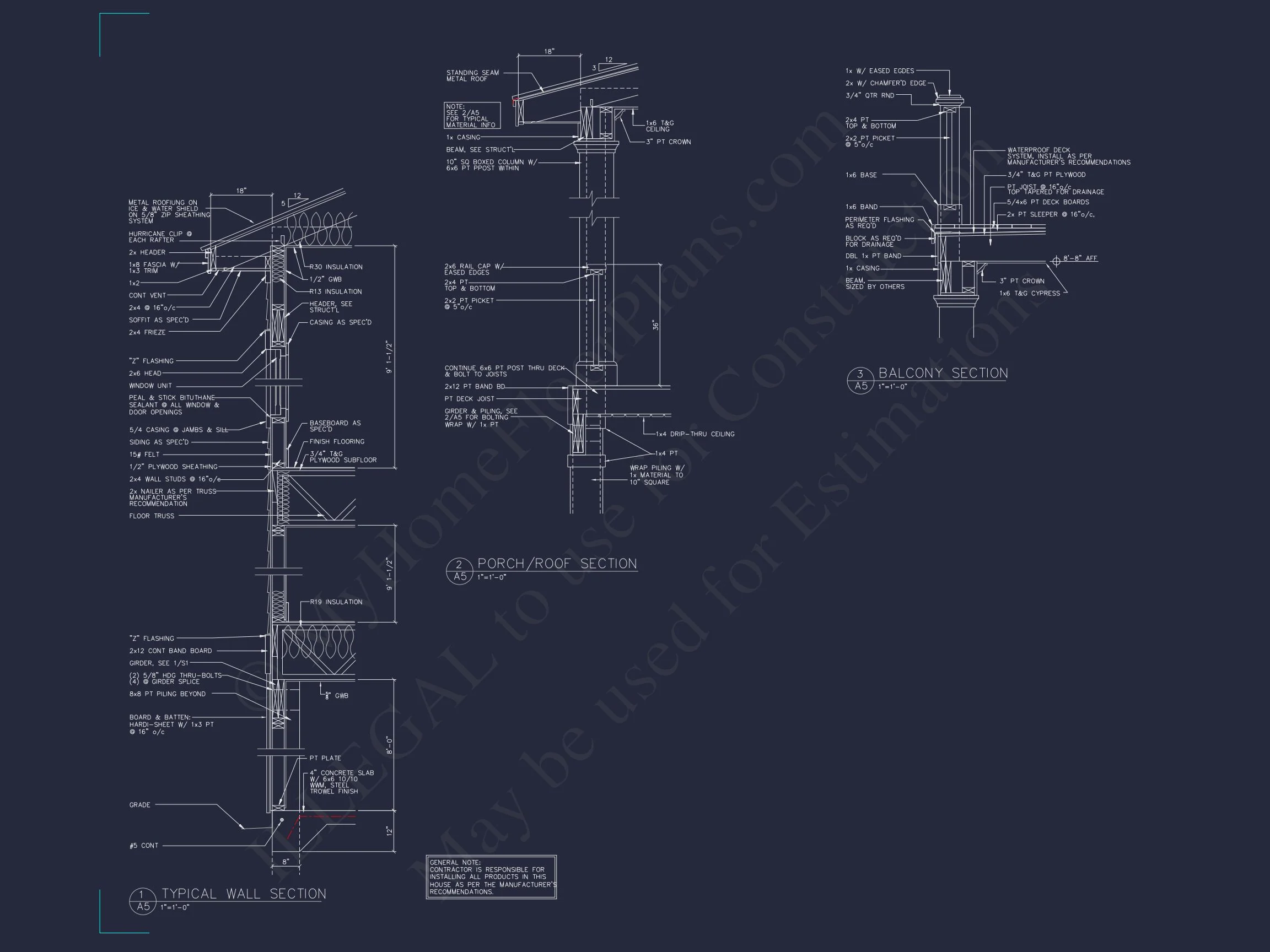 Coastal house Floor Plan: 4-Story Design with CAD Blueprint