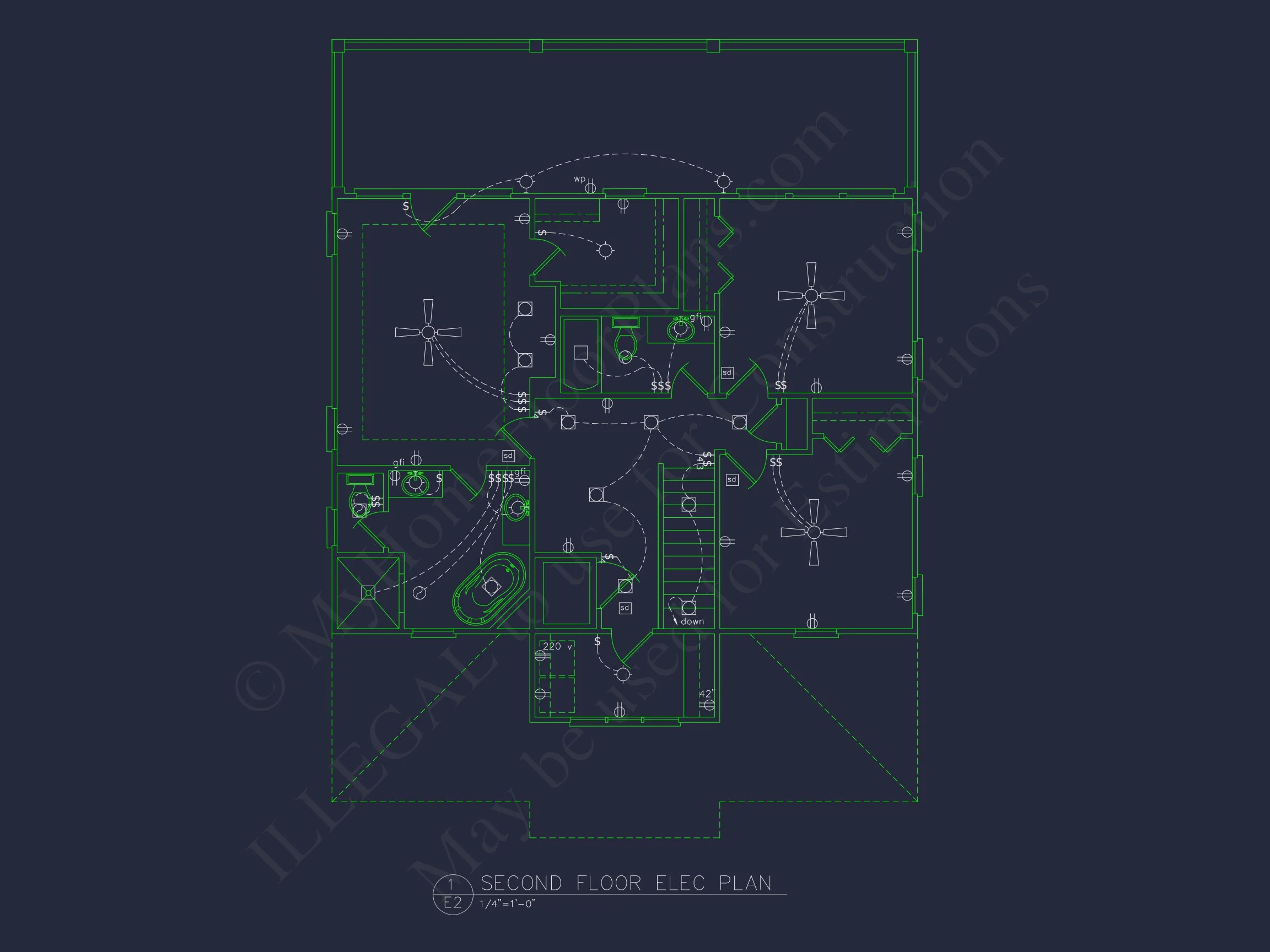 Coastal house Floor Plan: 4-Story Design with CAD Blueprint