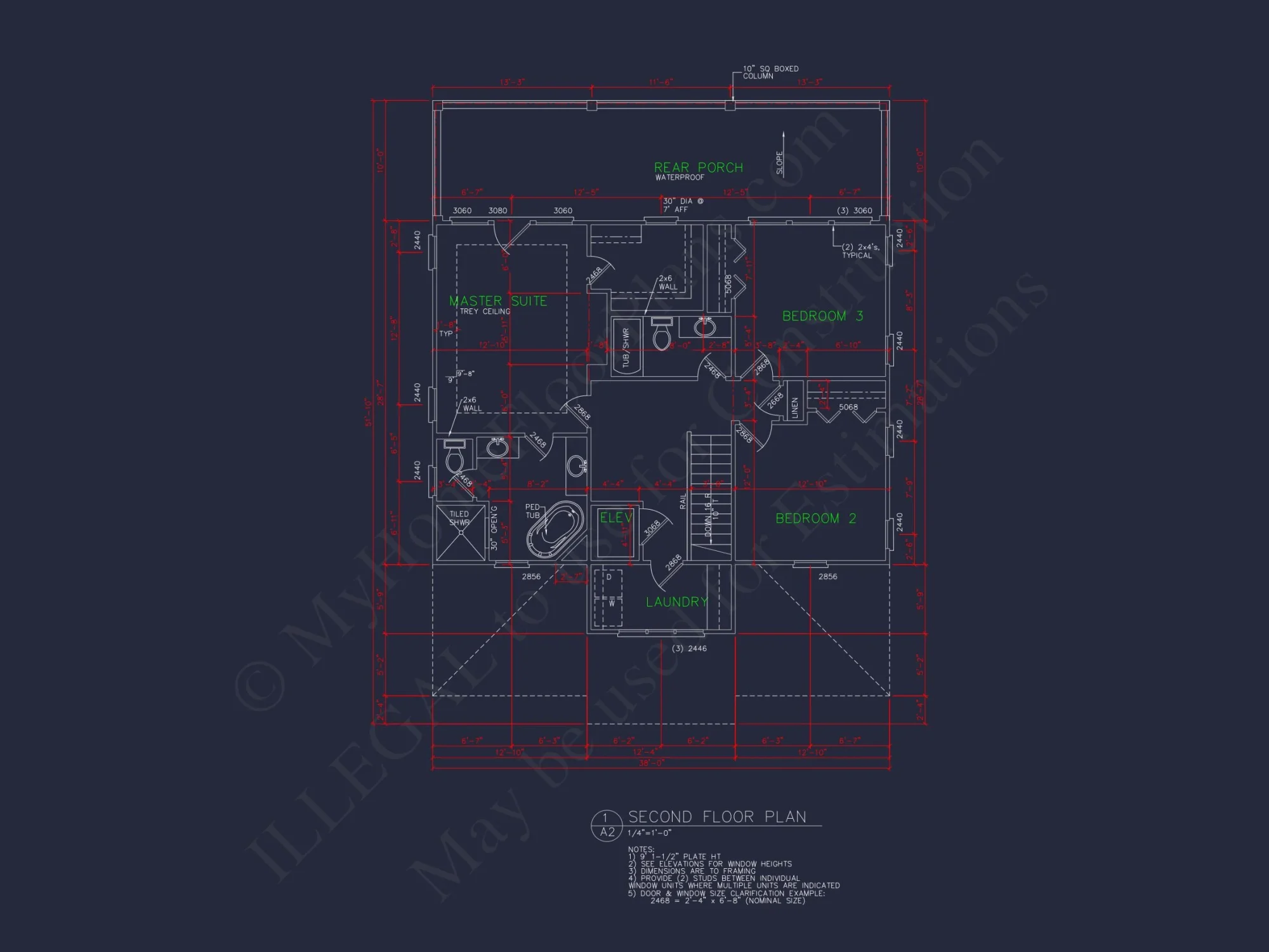 Coastal house Floor Plan: 4-Story Design with CAD Blueprint