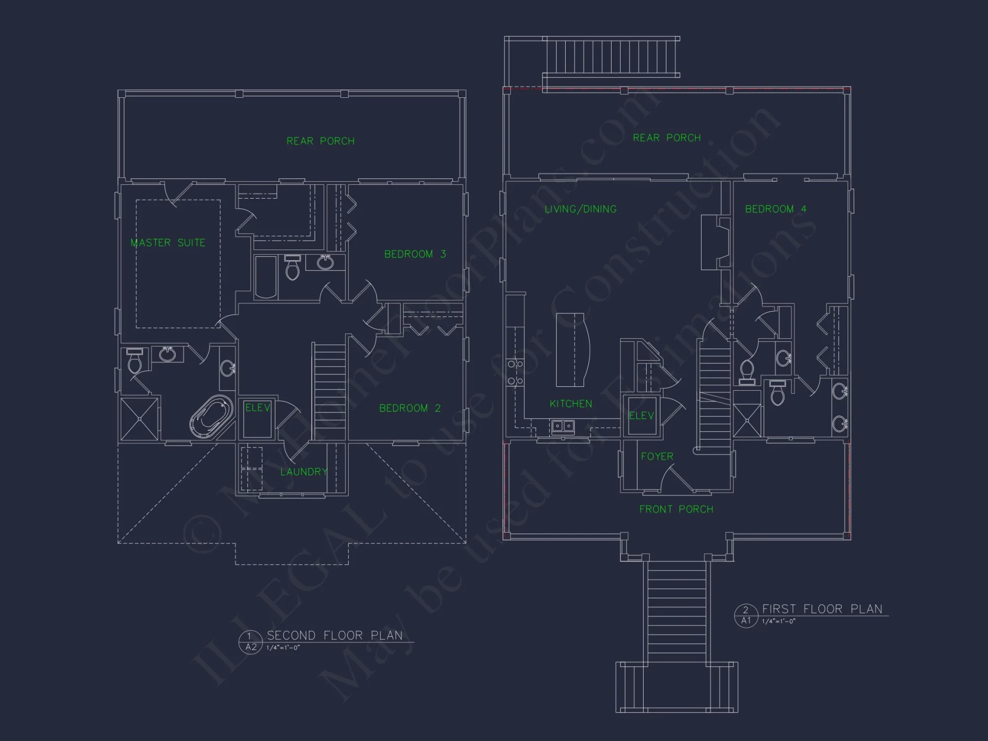 Coastal house Floor Plan: 4-Story Design with CAD Blueprint
