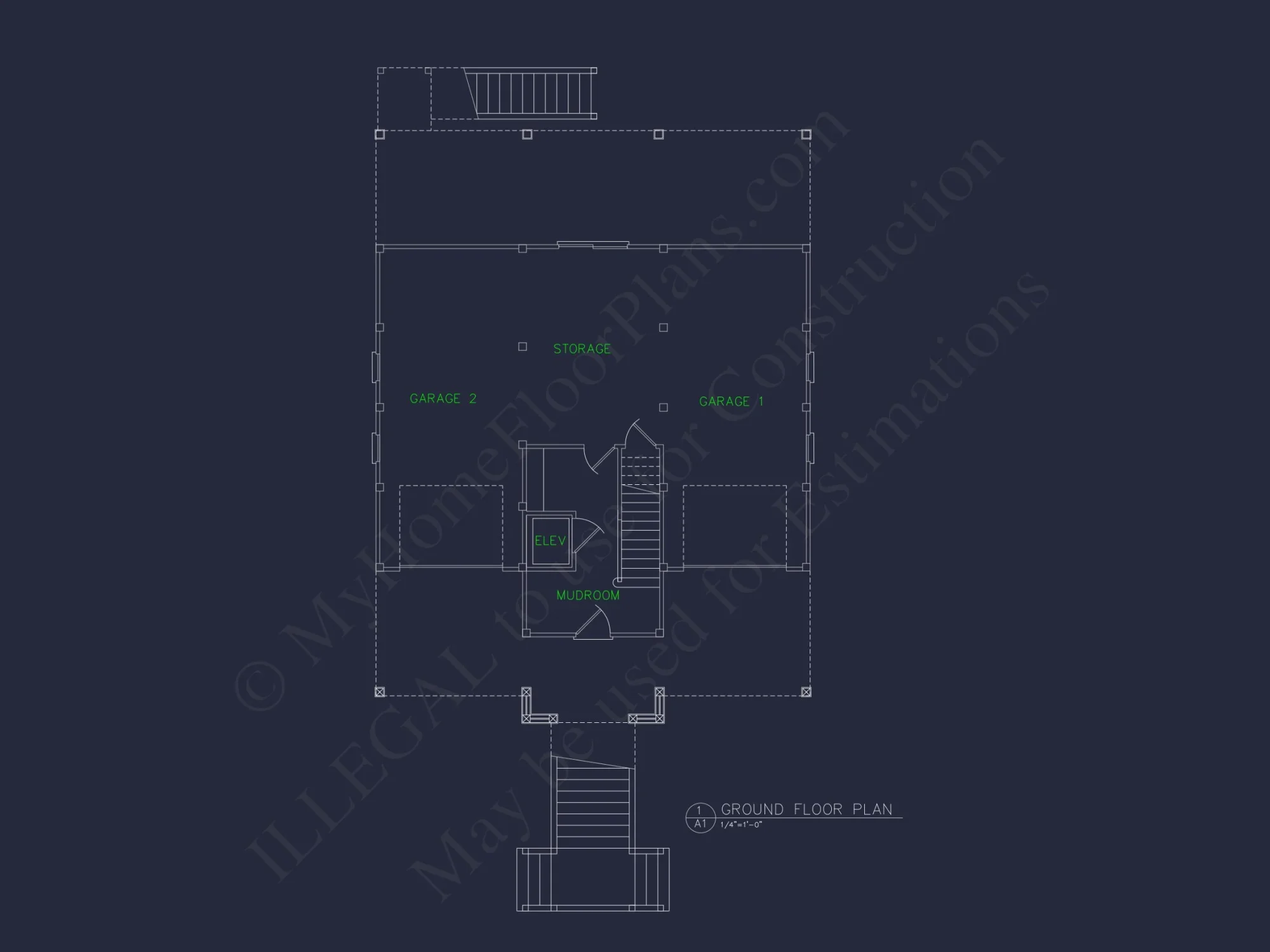 Coastal house Floor Plan: 4-Story Design with CAD Blueprint