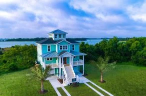 Coastal house Floor Plan: 4-Story Design with CAD Blueprint