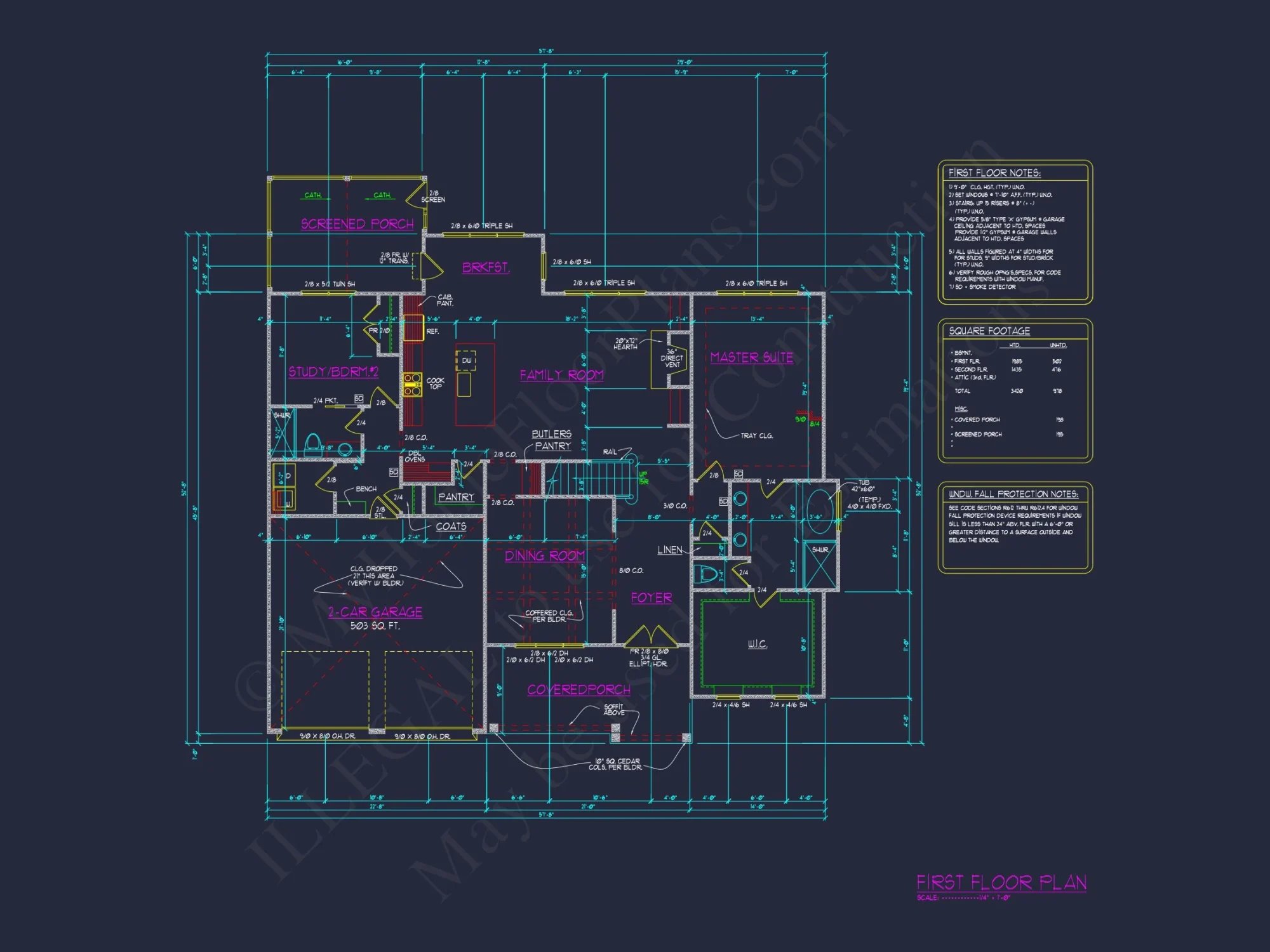Craftsman house Plan with 2 Floors, CAD Designs & Features