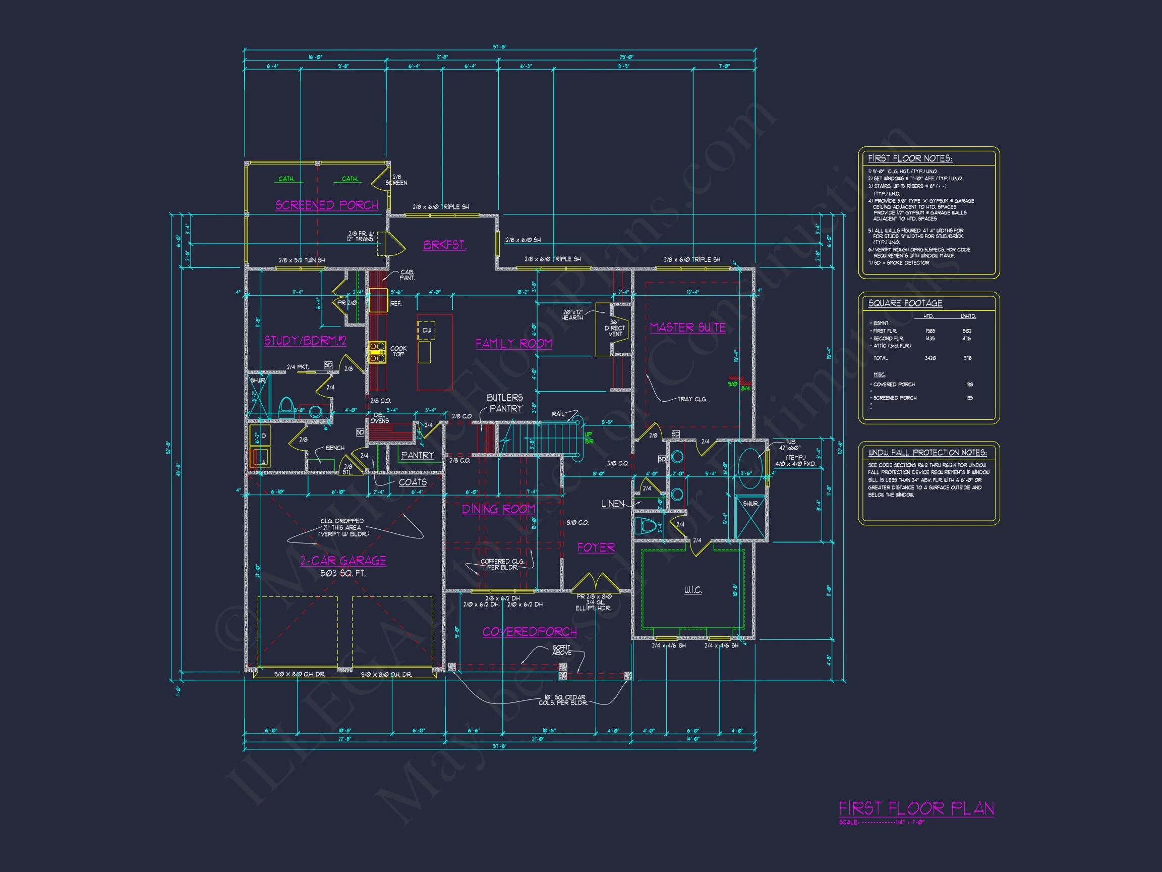 Craftsman house Plan with 2 Floors, CAD Designs & Features