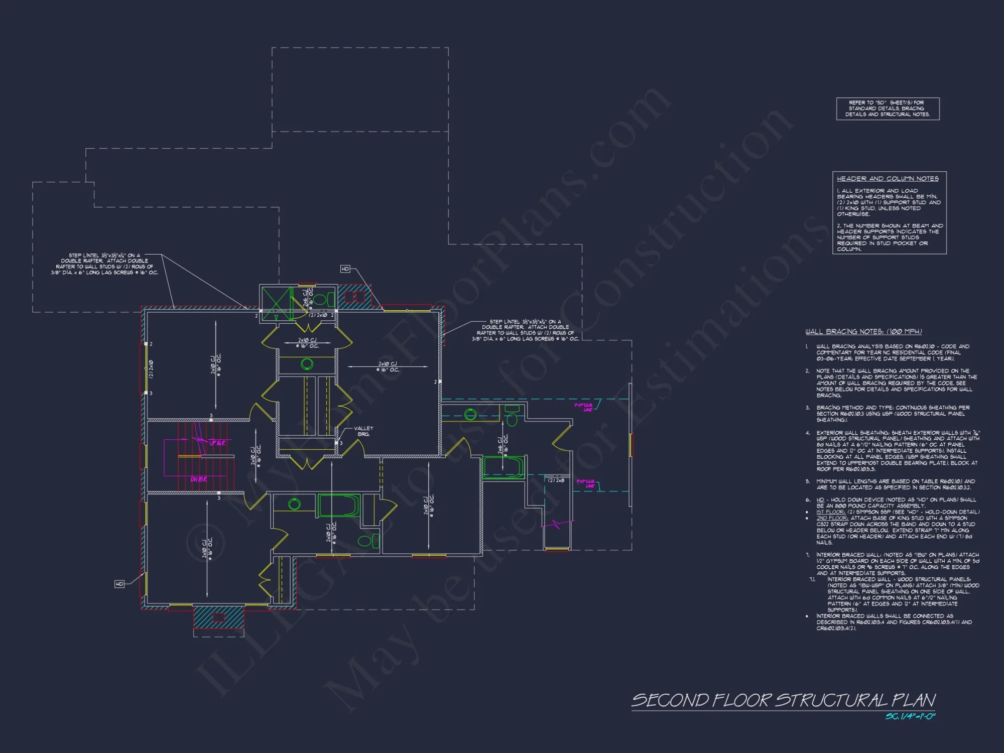 Colonial house Plan with 2 Floors, CAD Blueprints & Designs