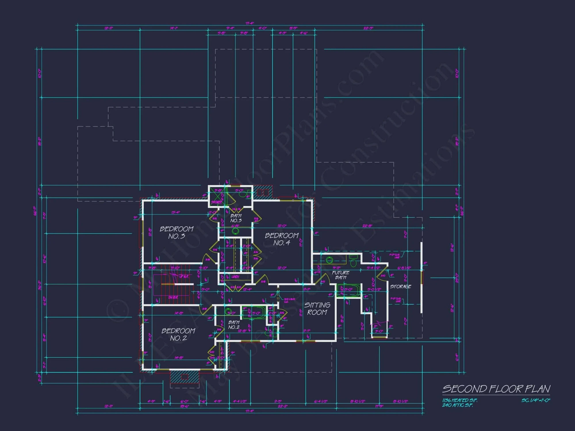 Colonial house Plan with 2 Floors, CAD Blueprints & Designs