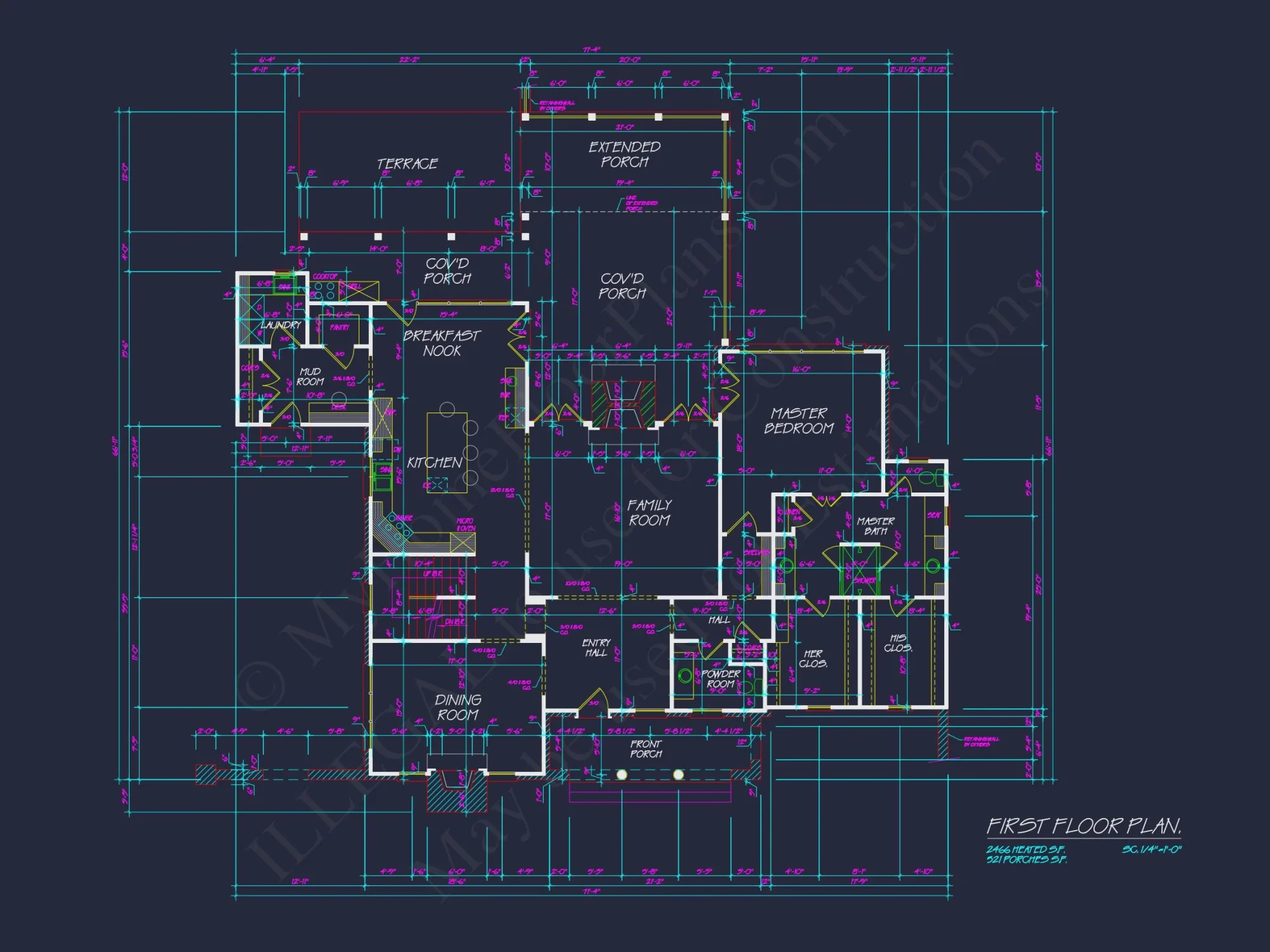Colonial house Plan with 2 Floors, CAD Blueprints & Designs