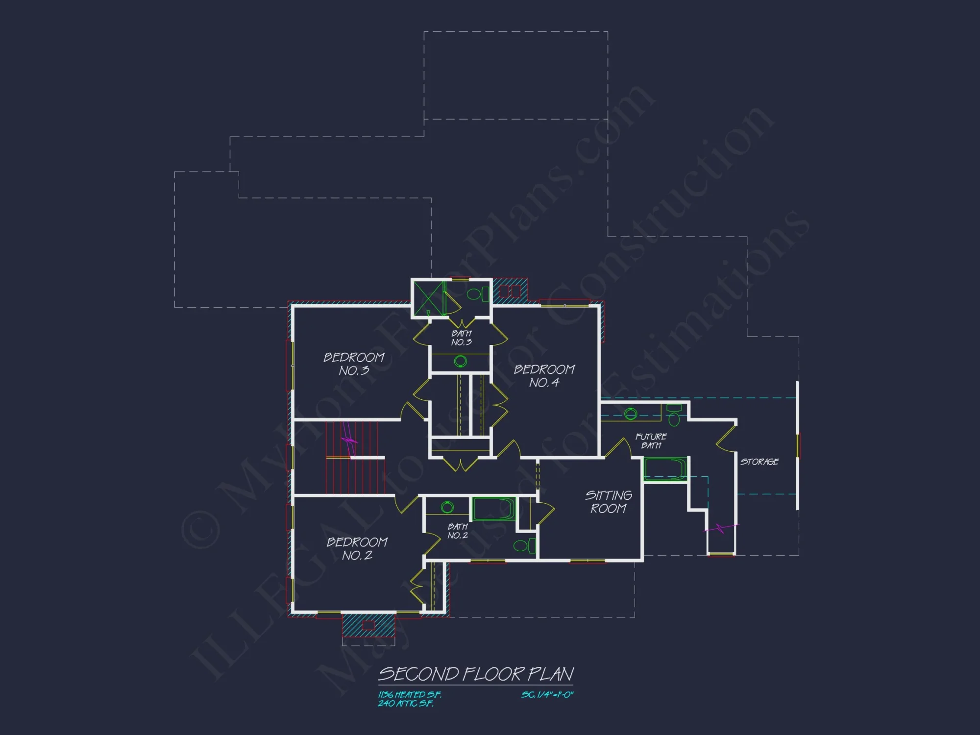 Colonial house Plan with 2 Floors, CAD Blueprints & Designs