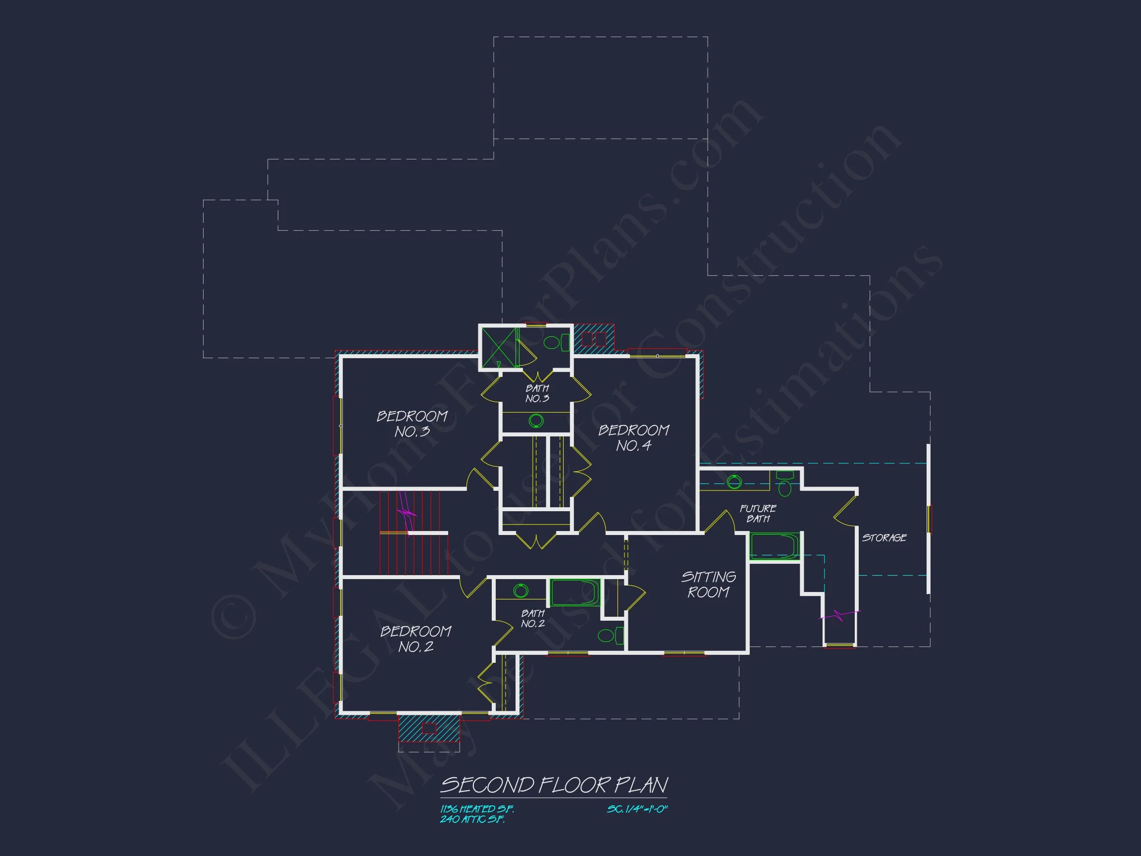 17-1555 HOUSE PLAN - Colonial House Plan with 2 Floors, CAD Blueprints & Designs 7 Colonial house Plan with 2 Floors, CAD Blueprints & Designs