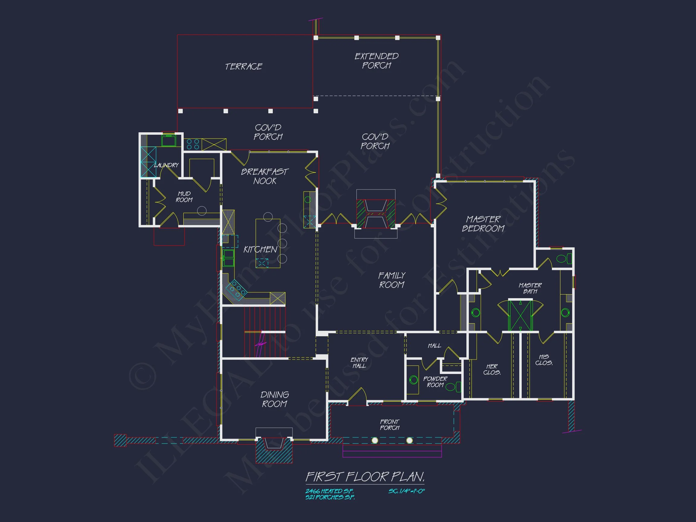 17-1555 HOUSE PLAN - Colonial House Plan with 2 Floors, CAD Blueprints & Designs 6 Colonial house Plan with 2 Floors, CAD Blueprints & Designs