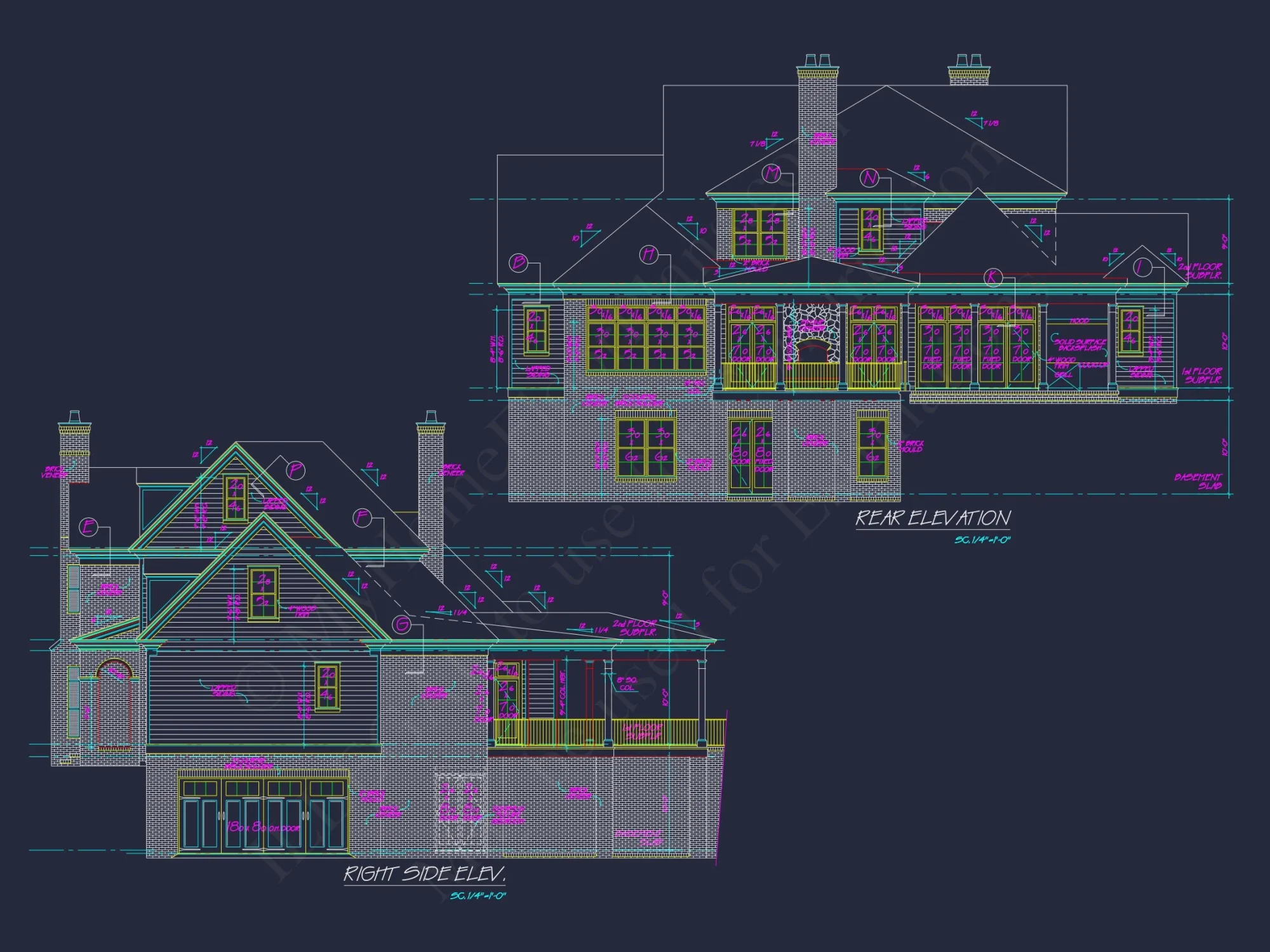 Colonial house Plan with 2 Floors, CAD Blueprints & Designs