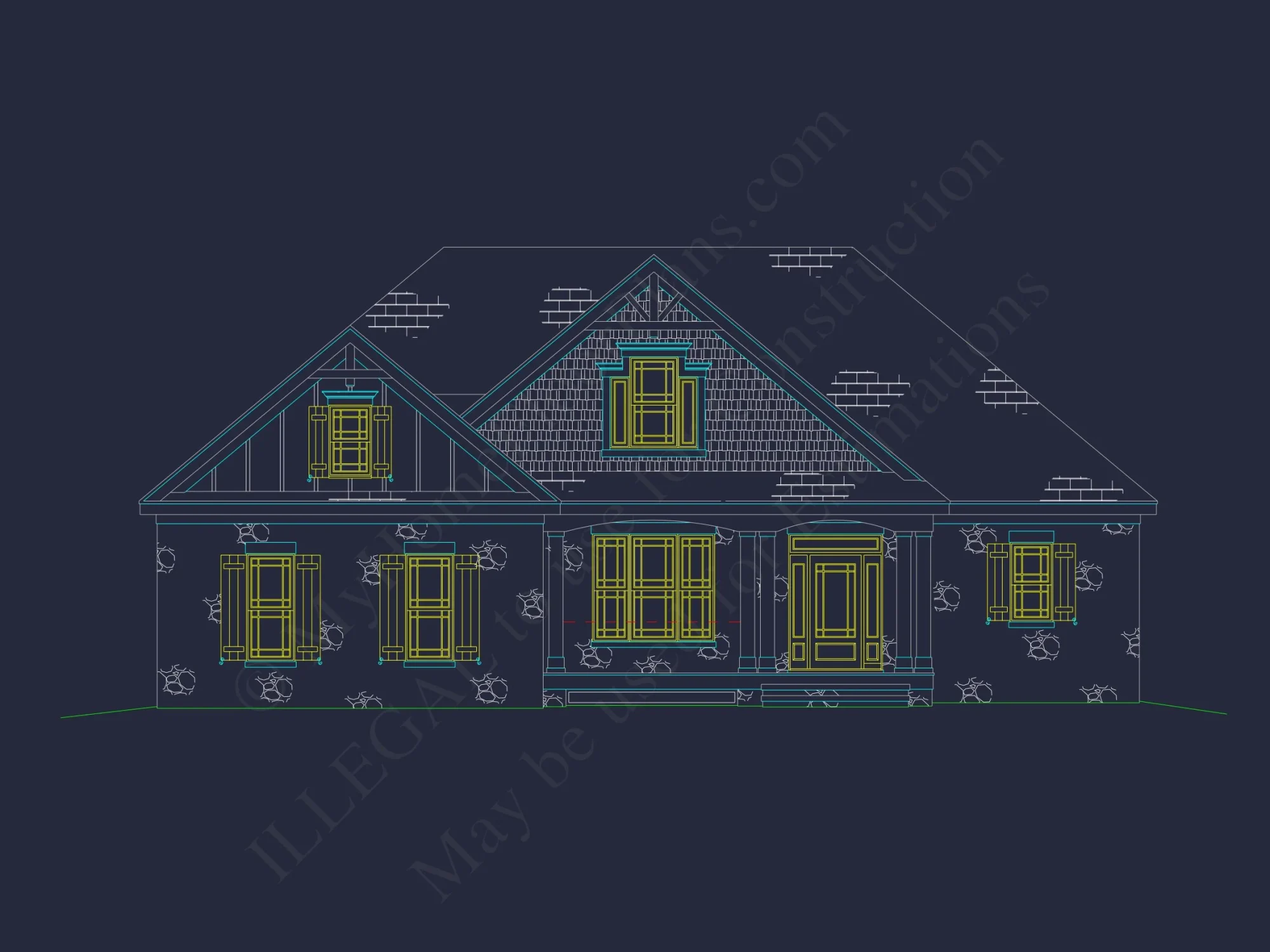 Elegant house Plan with Detailed Floor Plan, CAD Blueprint, and Architectural Designs