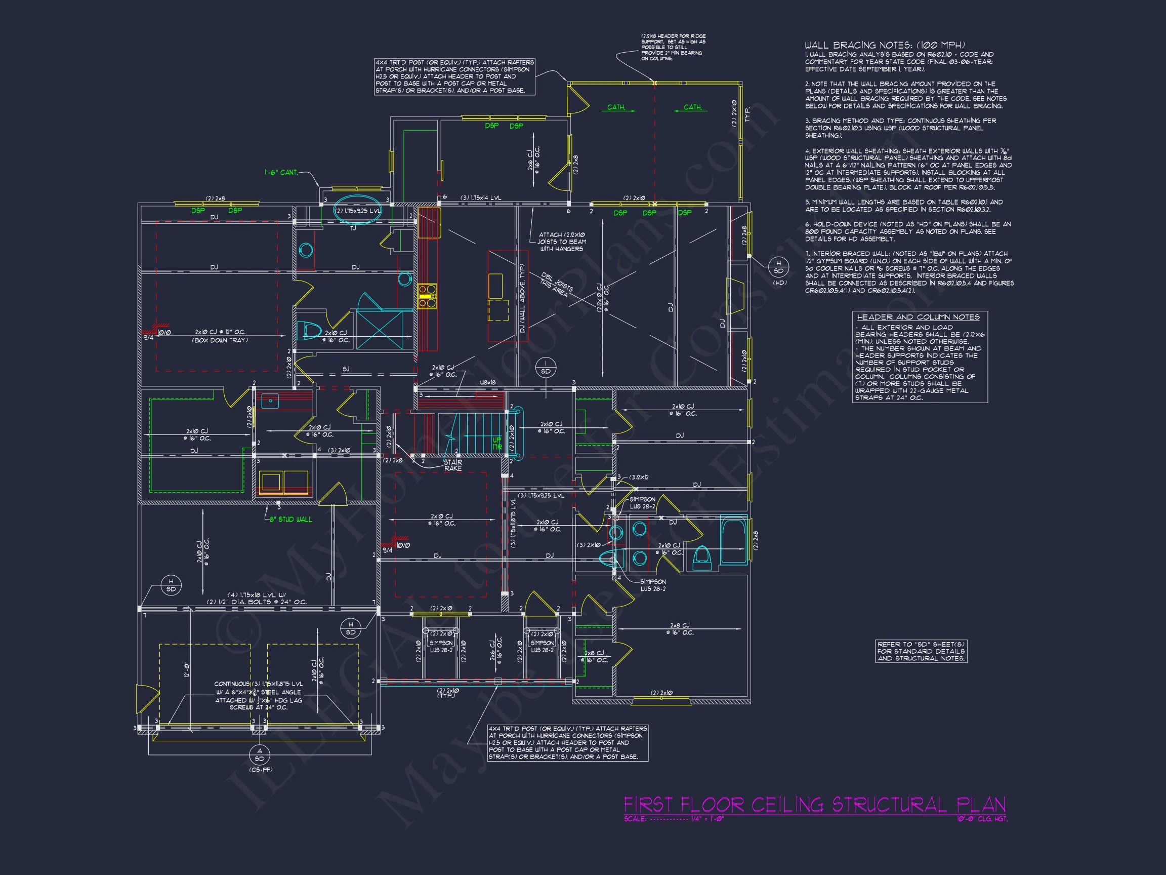 Modern house Floor Plan with 4 Bedrooms, CAD Designs & Features