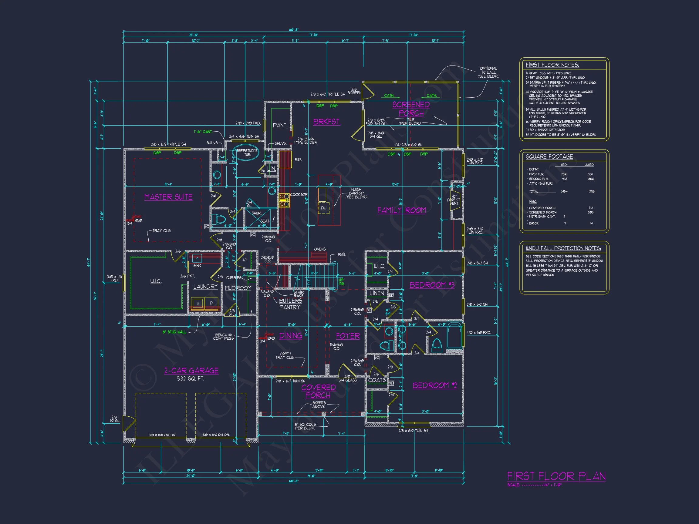 Modern house Floor Plan with 4 Bedrooms, CAD Designs & Features