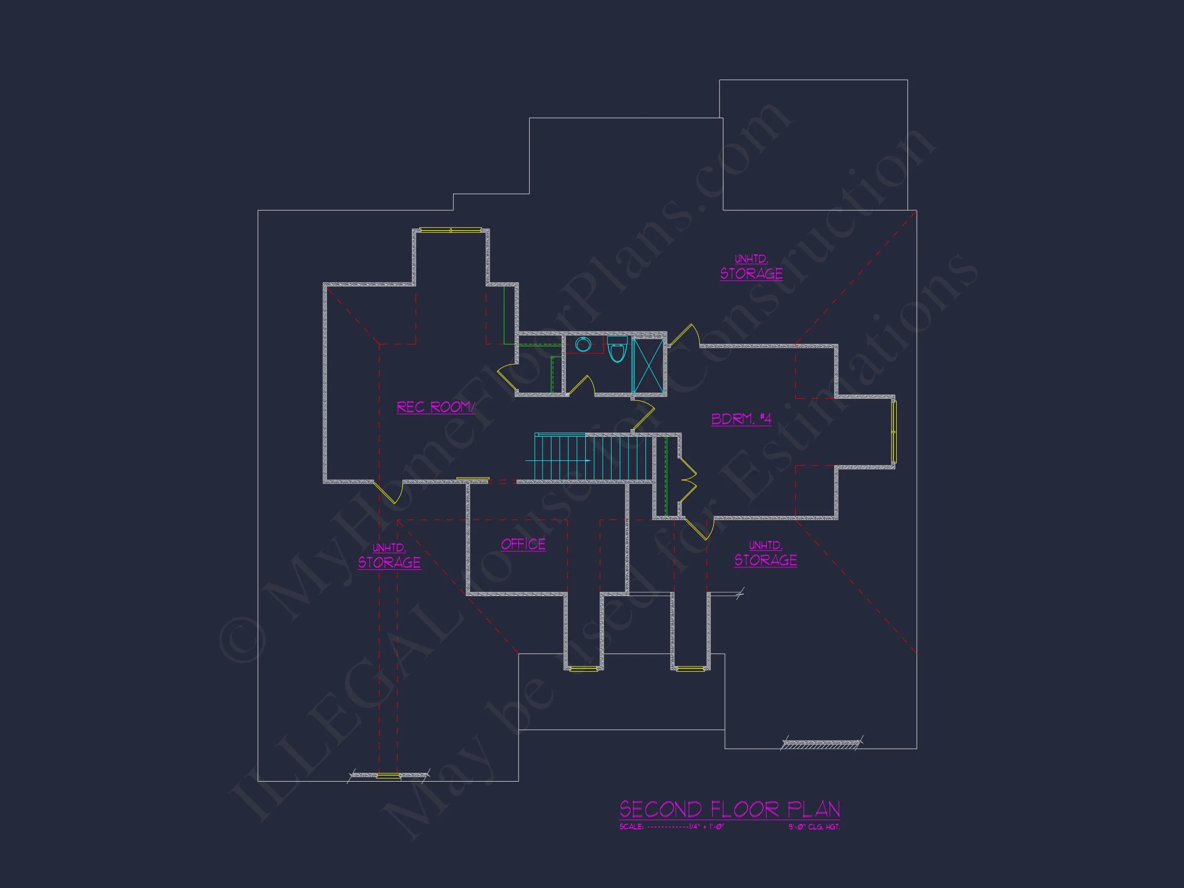 Modern house Floor Plan with 4 Bedrooms, CAD Designs & Features