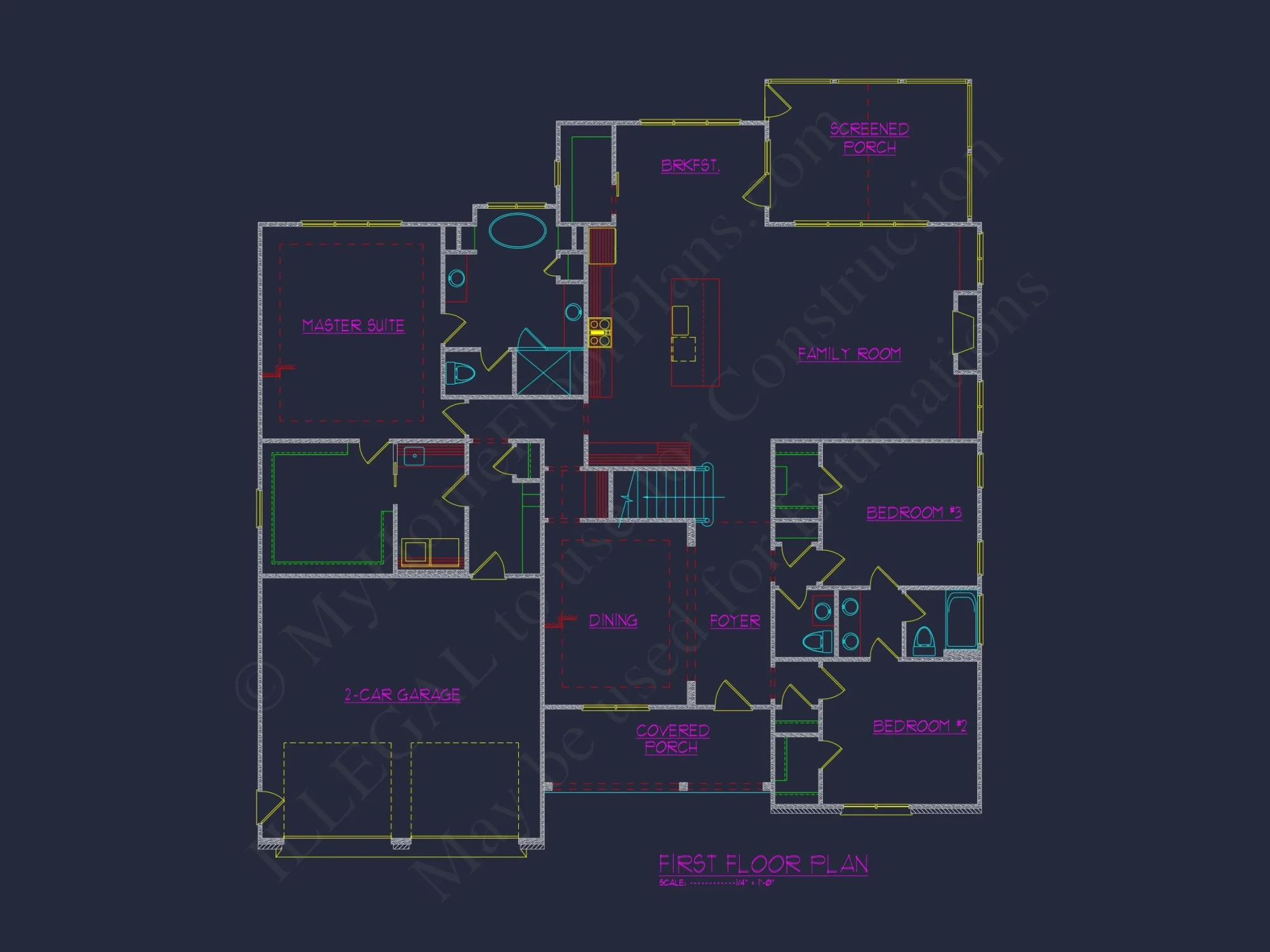 Modern house Floor Plan with 4 Bedrooms, CAD Designs & Features