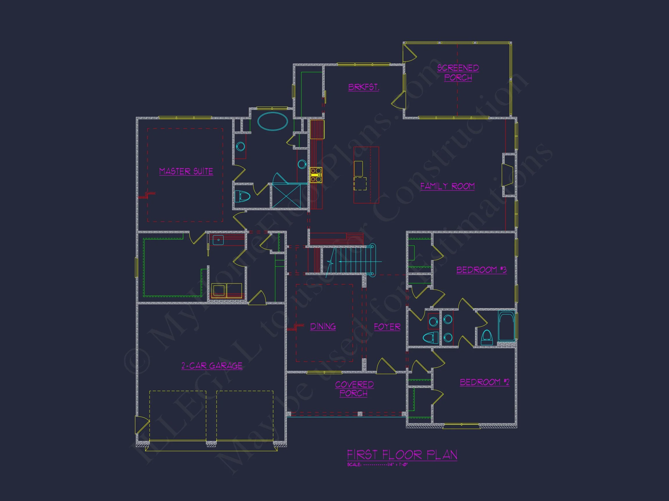 Modern house Floor Plan with 4 Bedrooms, CAD Designs & Features