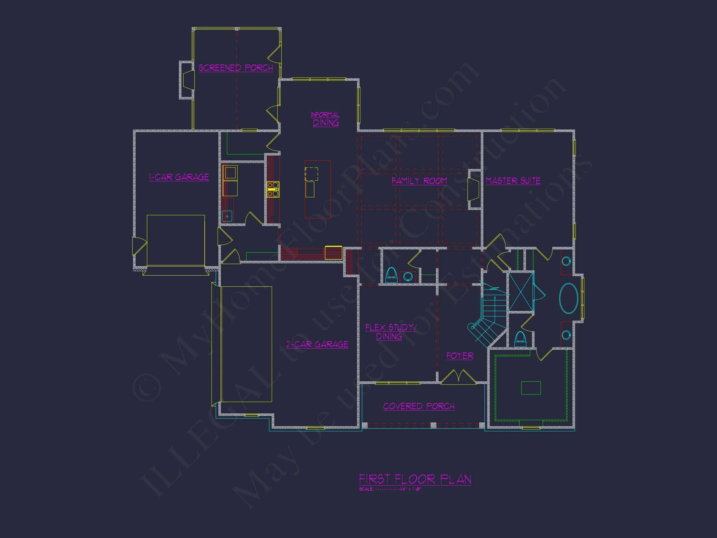 Elegant house Blueprint with Open Floor Plan and CAD Design