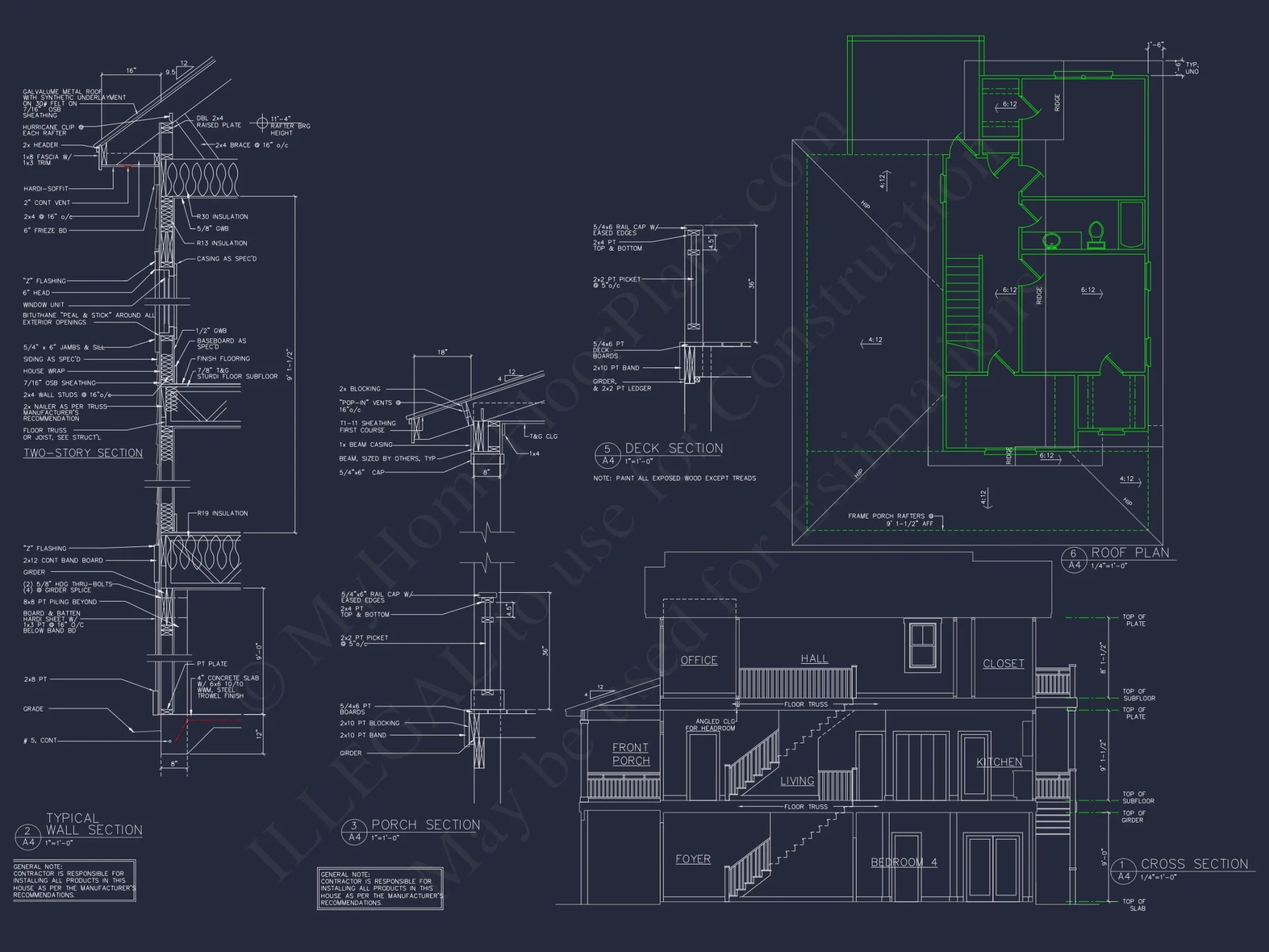 Coastal house Plan with 4 Beds, Open Floor Plan & CAD Designs