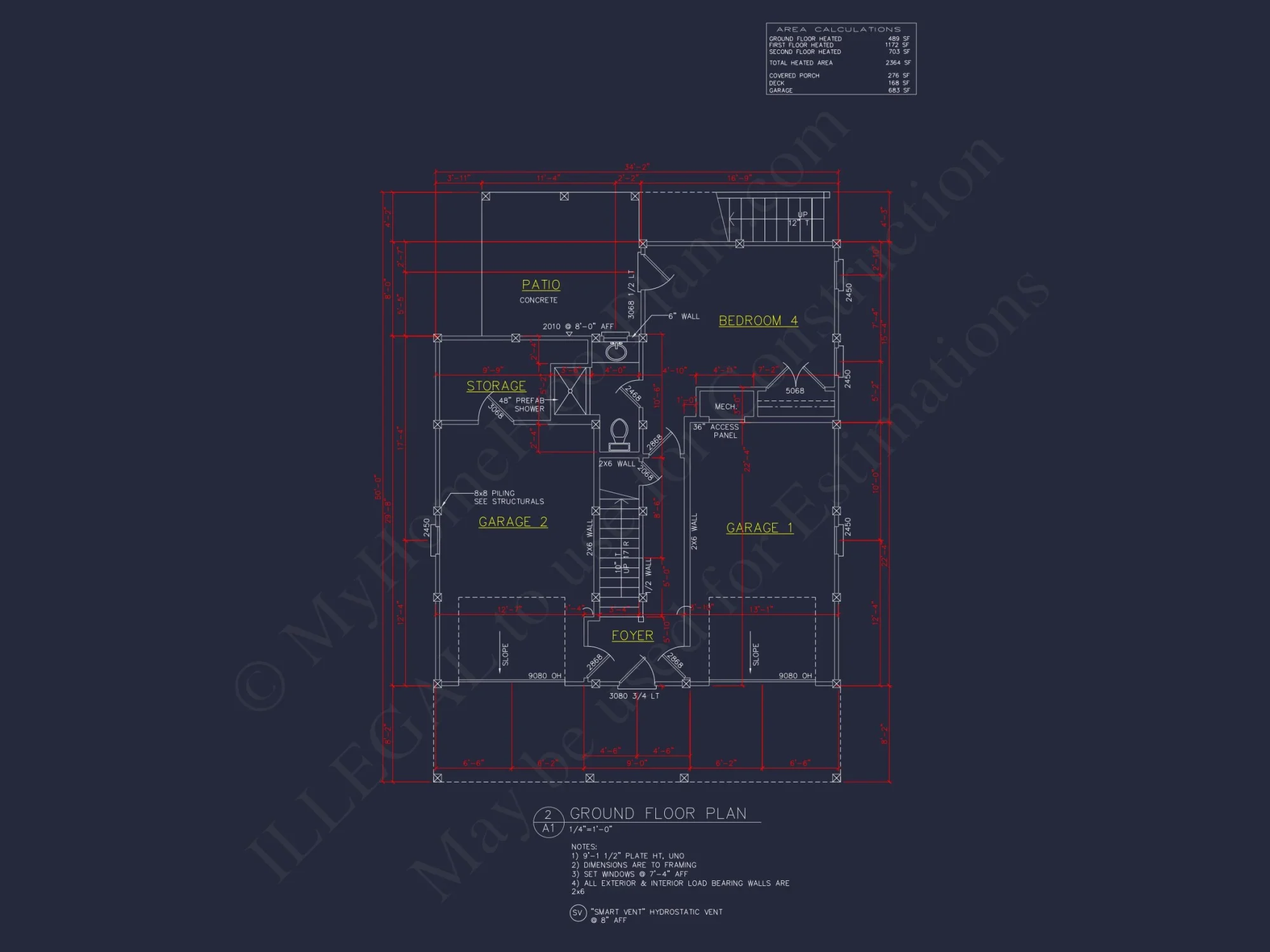 Coastal house Plan with 4 Beds, Open Floor Plan & CAD Designs