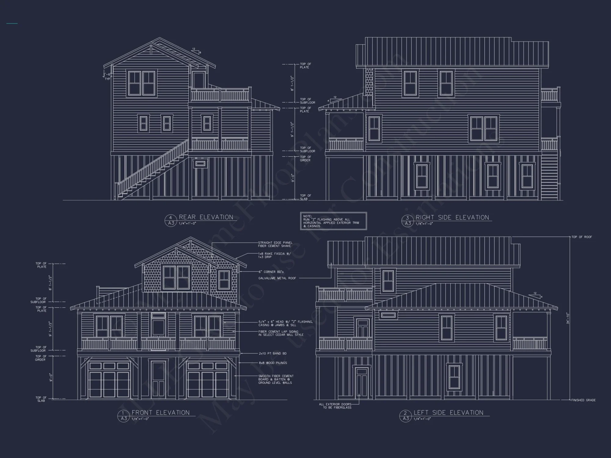 Coastal house Plan with 4 Beds, Open Floor Plan & CAD Designs