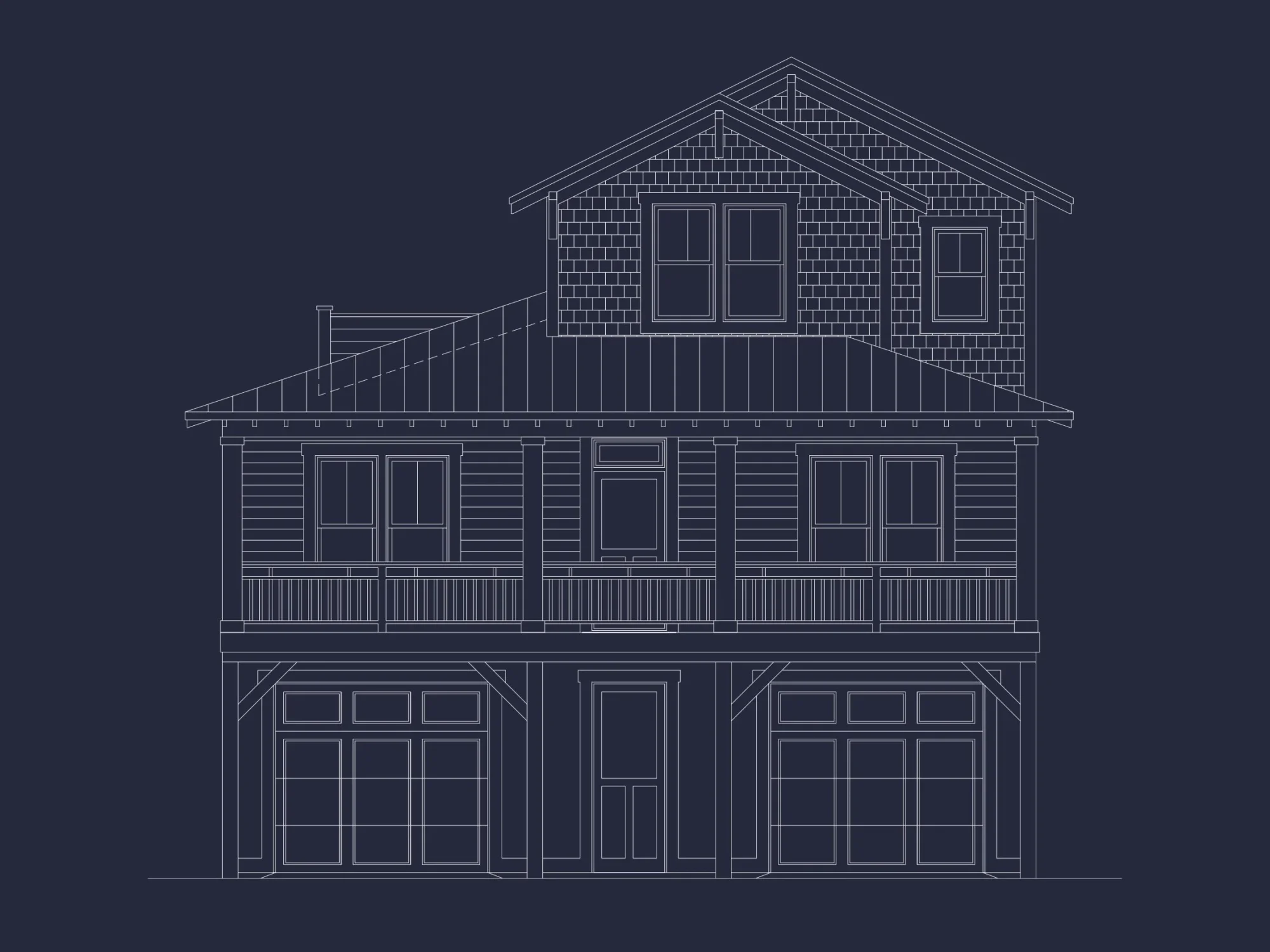 Coastal house Plan with 4 Beds, Open Floor Plan & CAD Designs