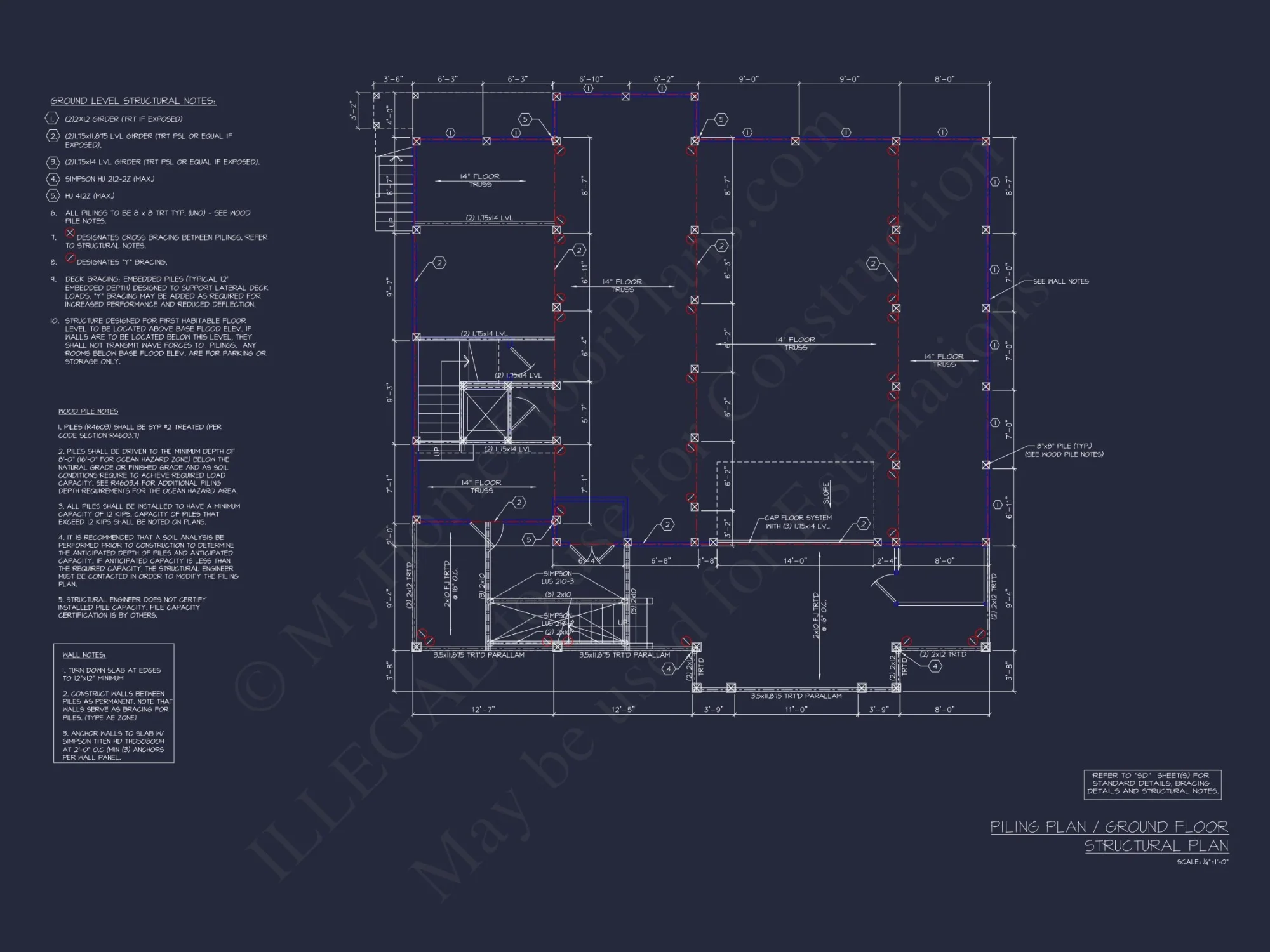Beach House Floor Plan with 3 Beds & 3.5 Baths Design