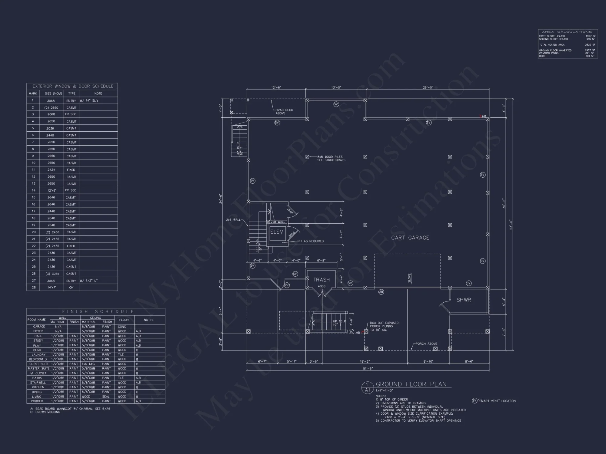 Beach House Floor Plan with 3 Beds & 3.5 Baths Design