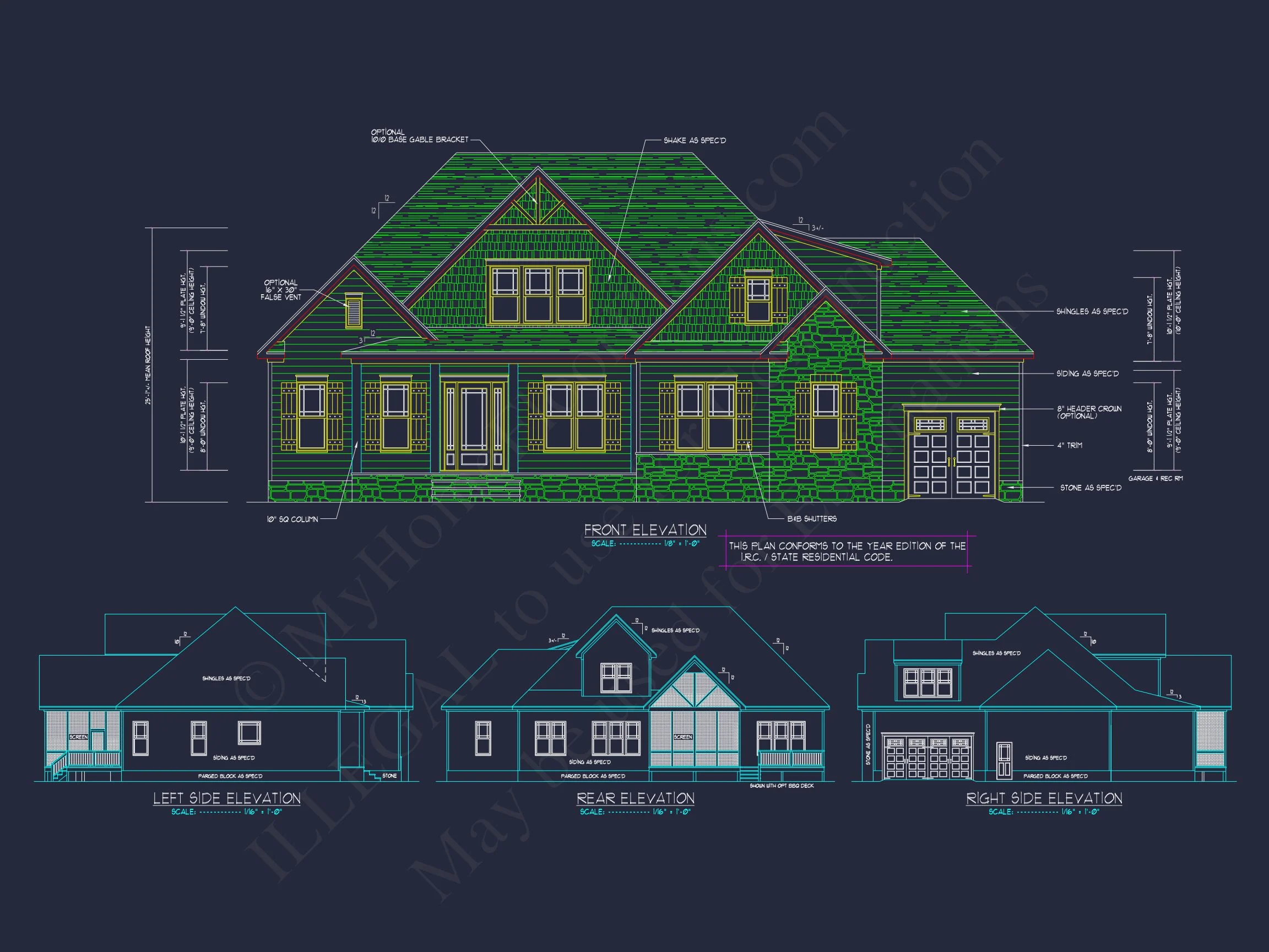 Modern Craftsman house Plan with 4 Beds & 2-Story CAD Design